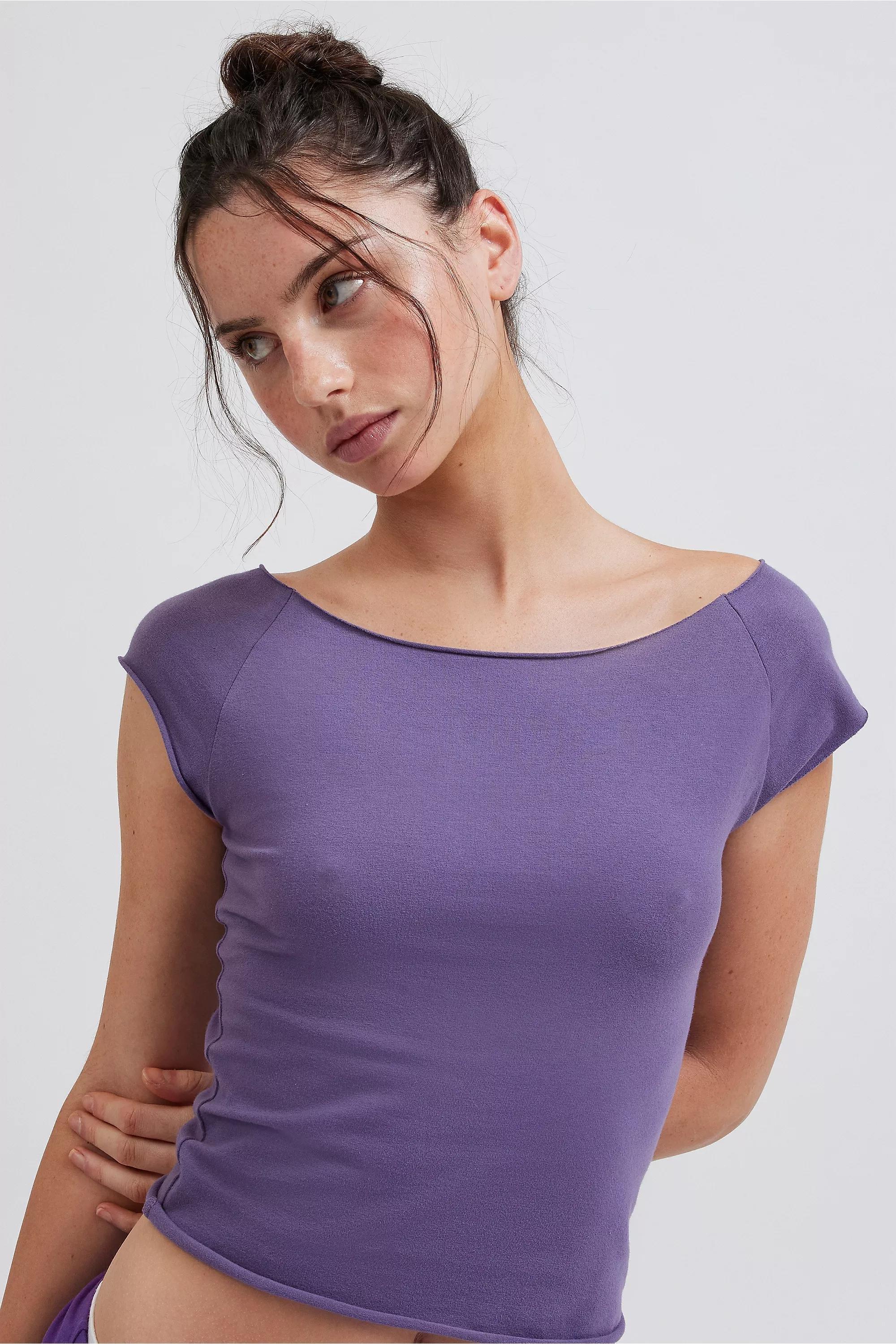 Purple Uo Boat Neck T-Shirt, , large image number 0