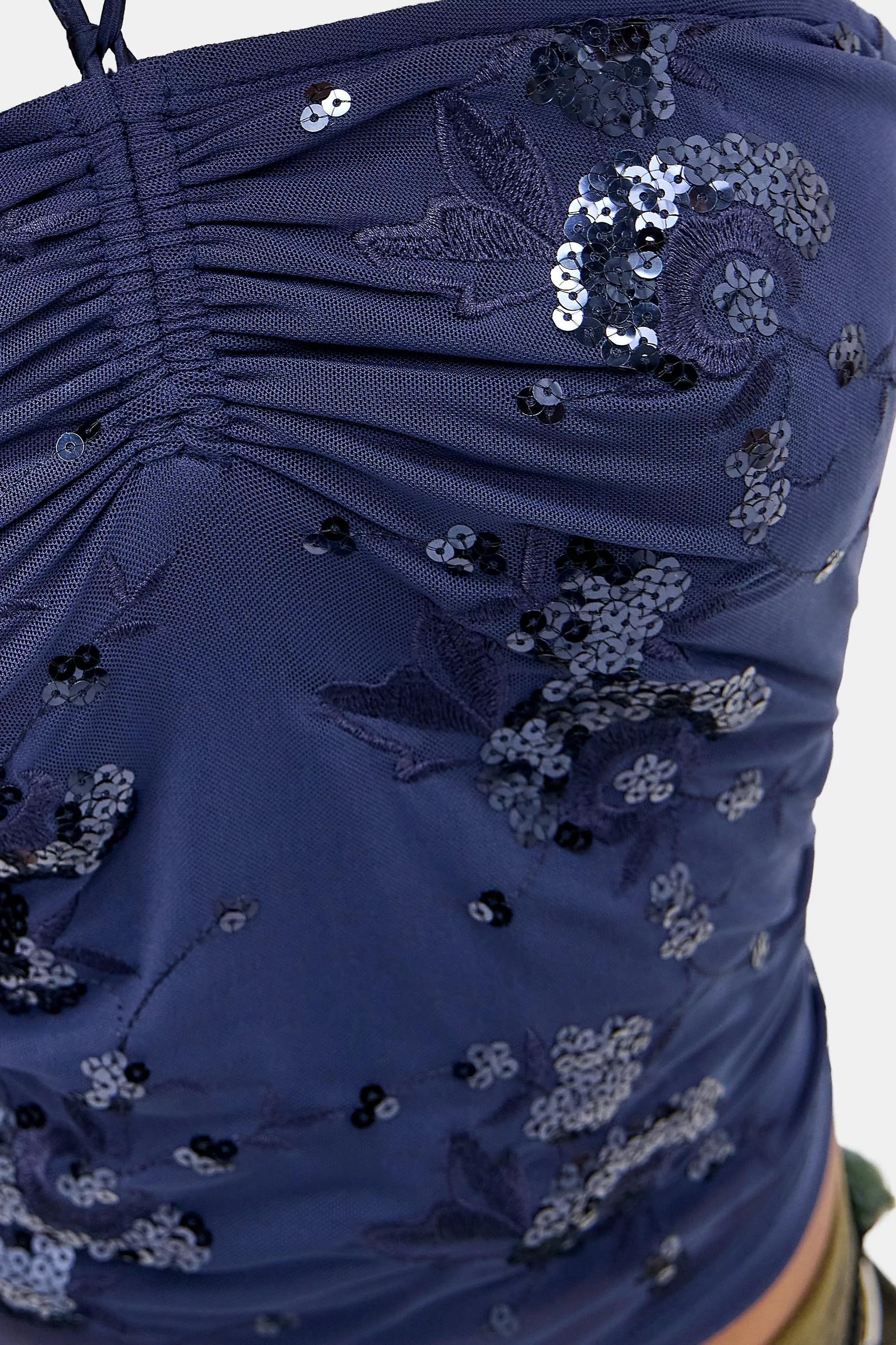 Navy Kimchi Blue Nova Embellished Halter Top, NAVY, large image number 3