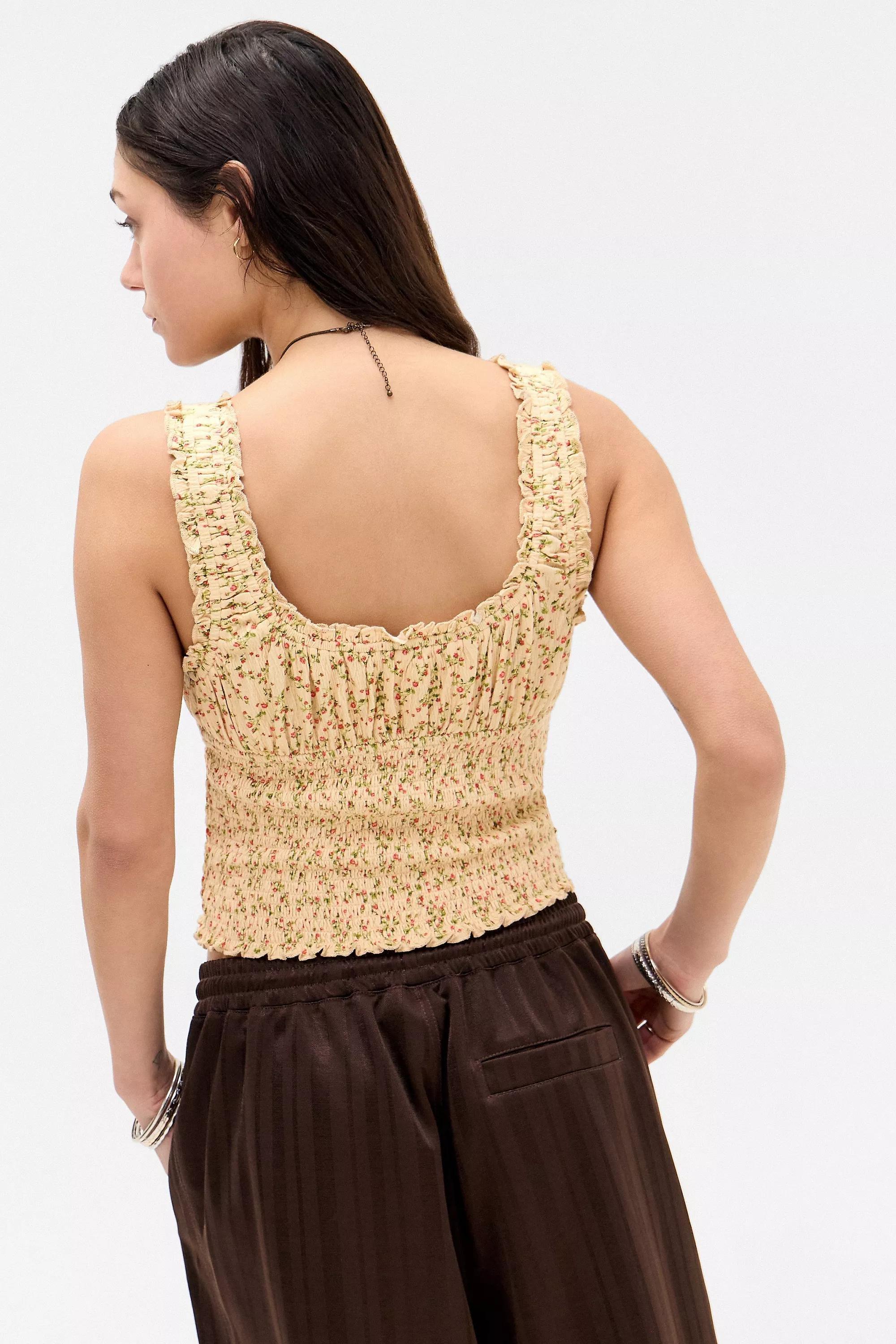 Kimchi UO Floral Crop Top, YEL, large image number 3