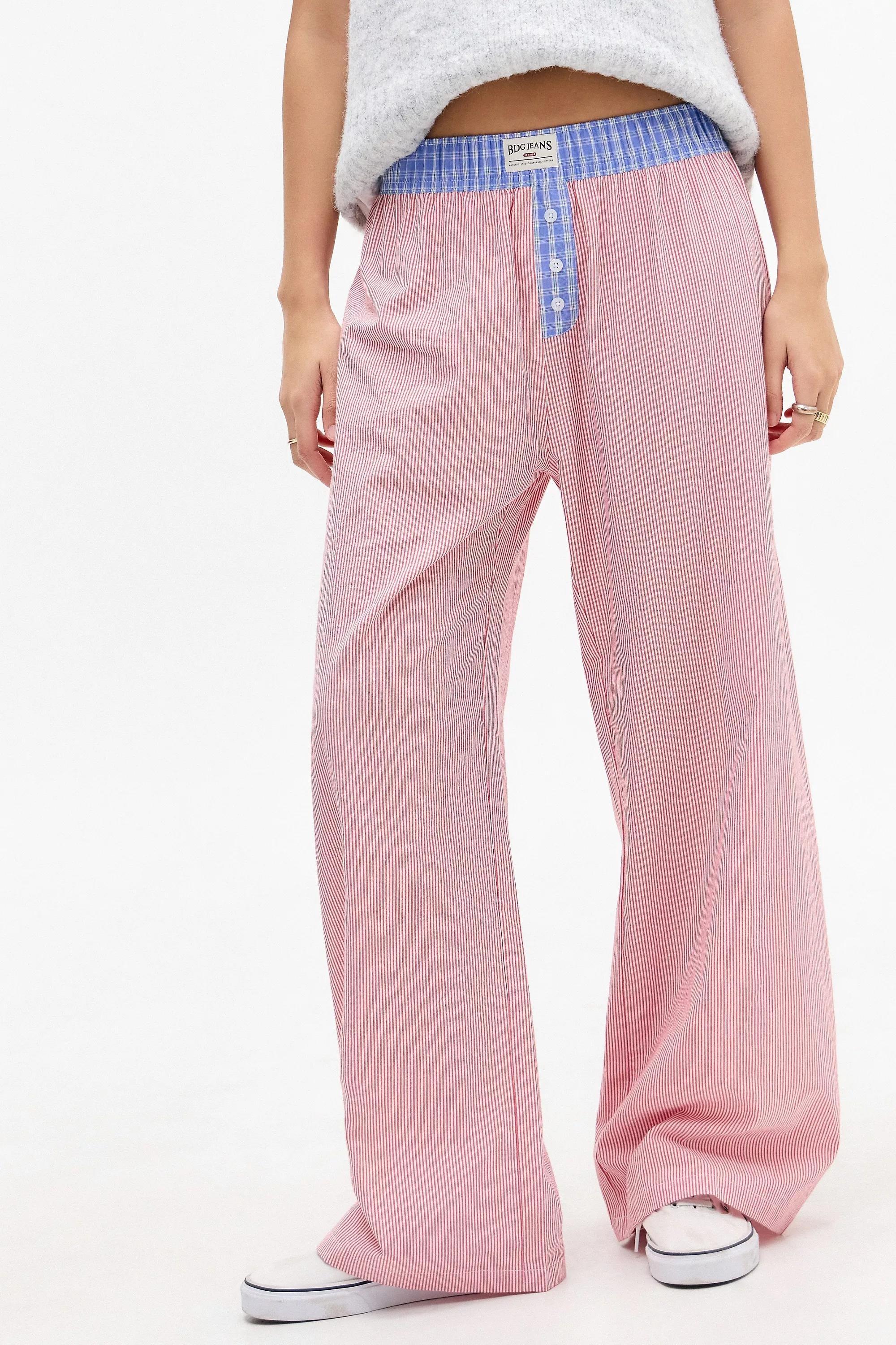 Red Bdg Red Contrast Stripe Pyjama Trousers, , large image number 0