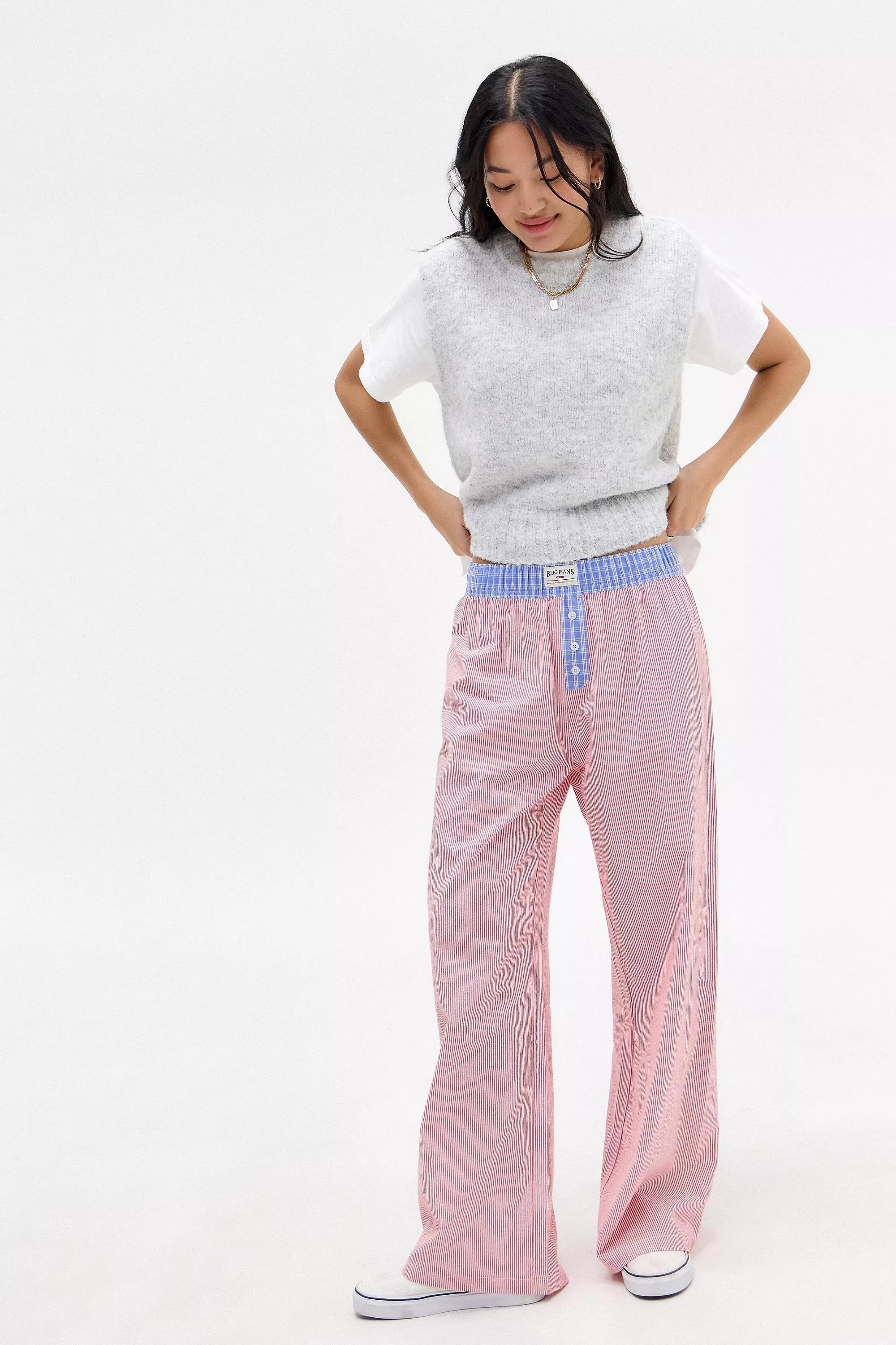 Red Bdg Red Contrast Stripe Pyjama Trousers, , large image number 1