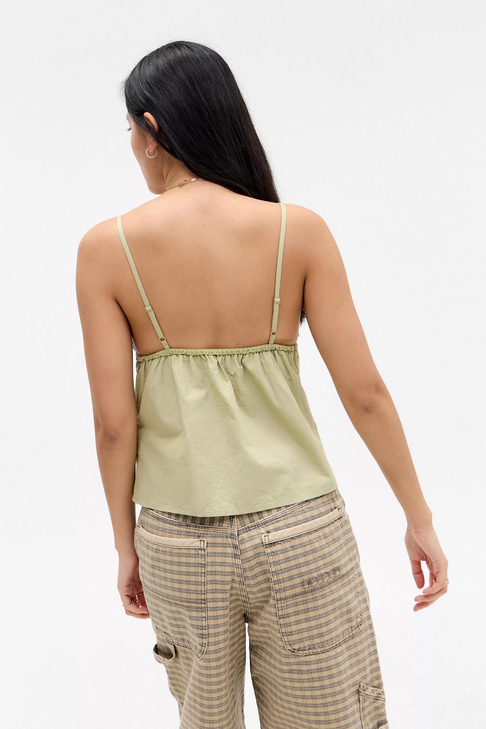 Khaki Out From Under Laundered Cotton Cami, , large image number 3