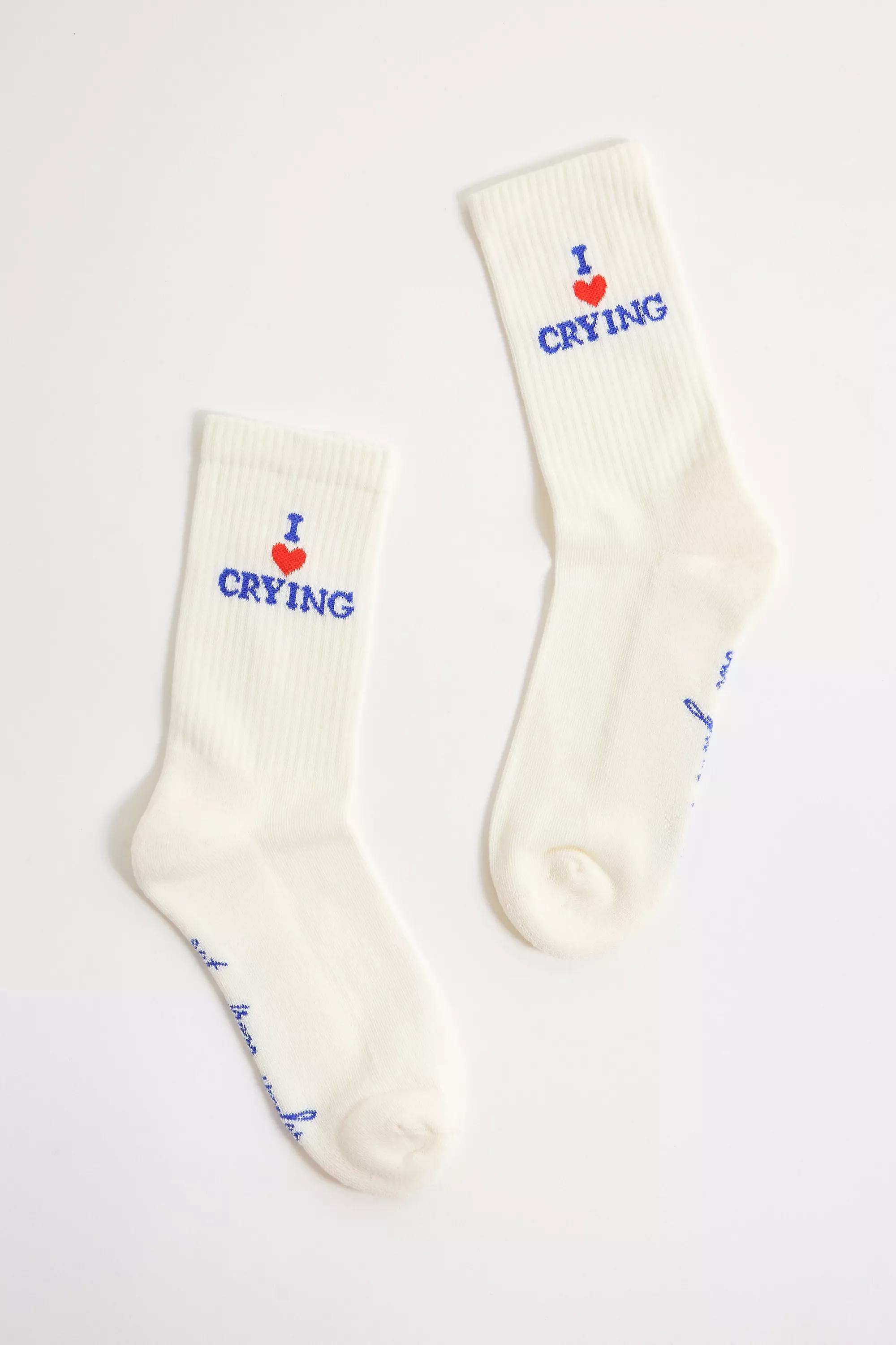 White Out From Under I Heart Crying Socks, , medium