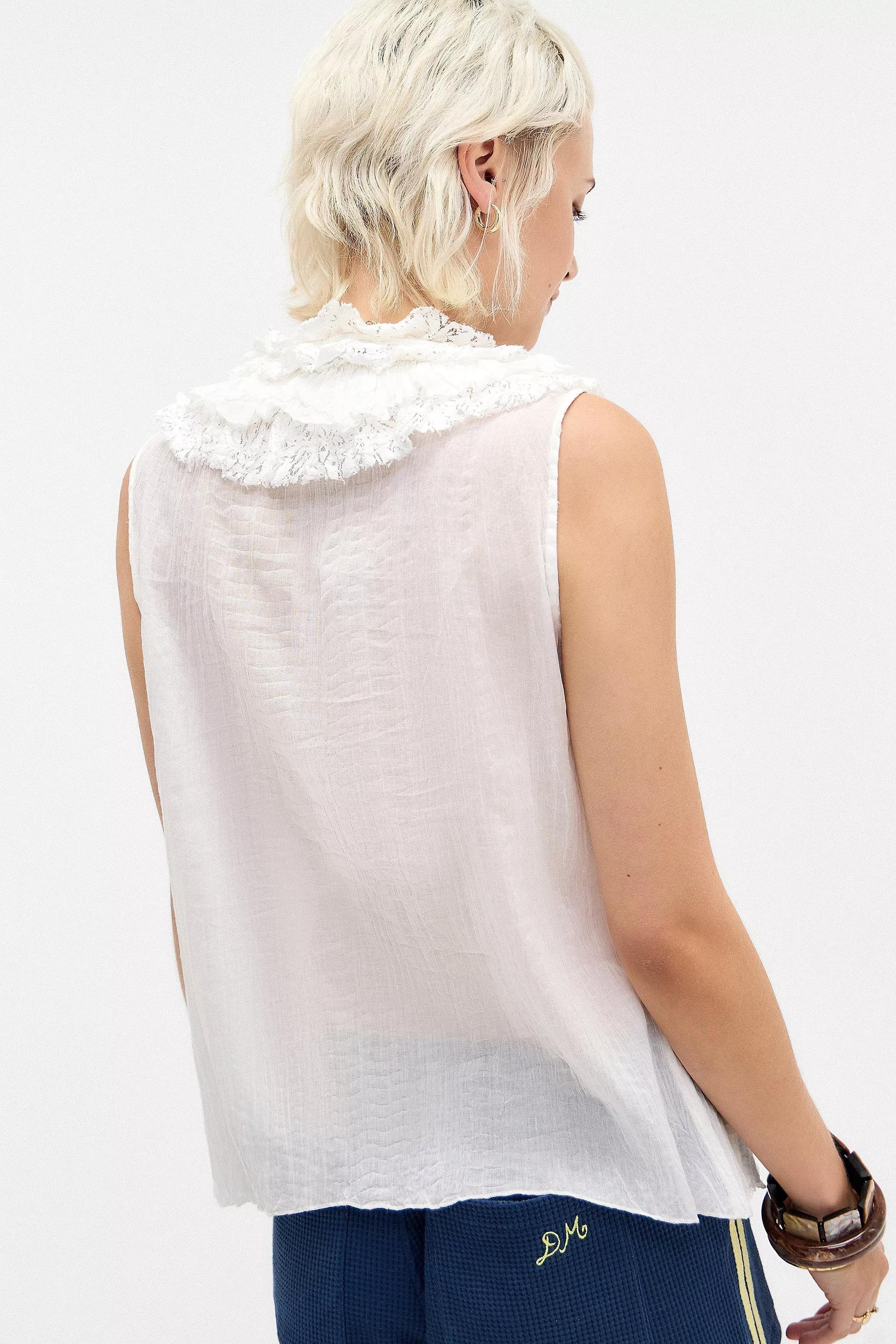 White Kimchi Blue Clara Ruffle Blouse, , large image number 4