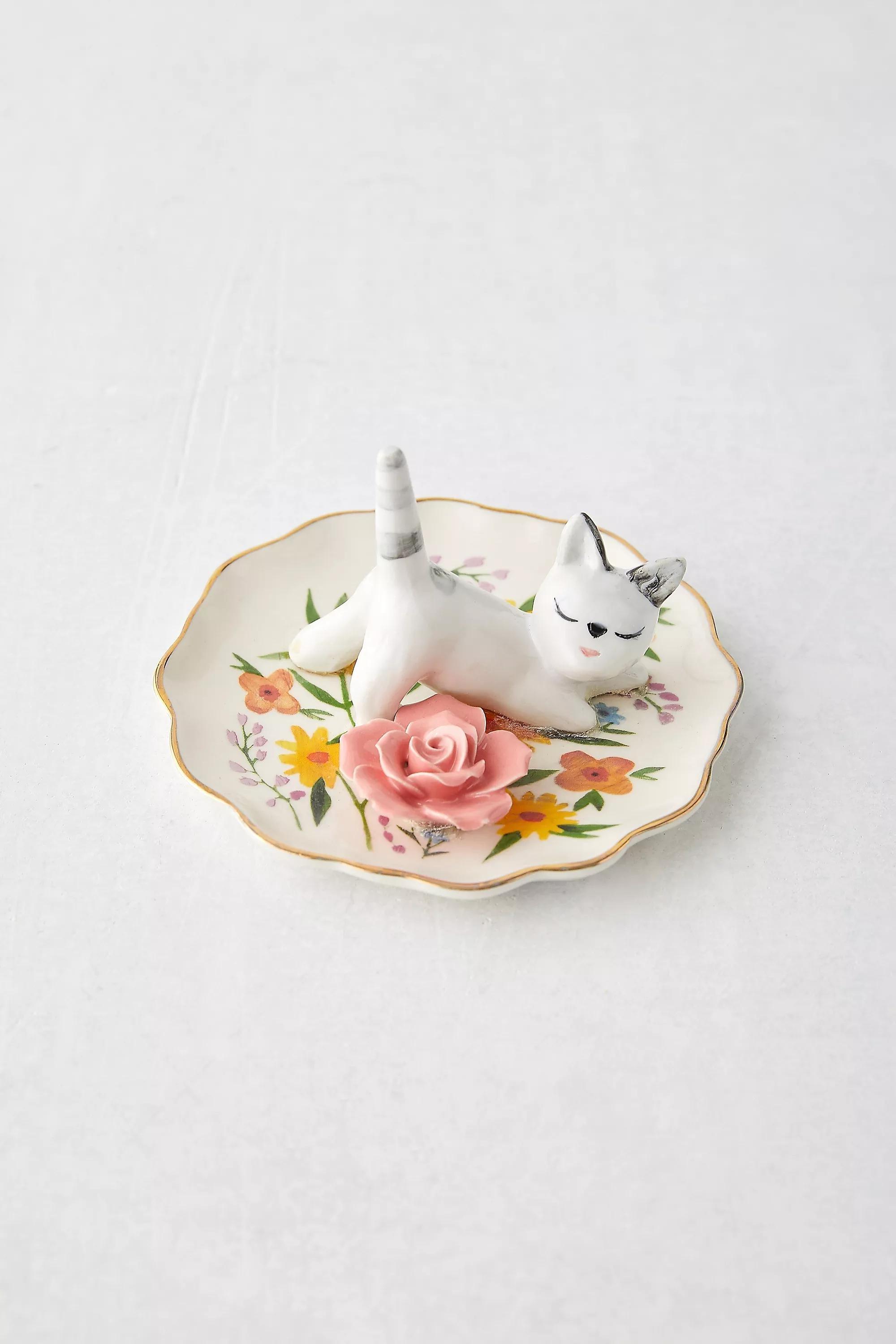 Multicolour Floral Cat Ring Dish, ASSORT, large image number 1
