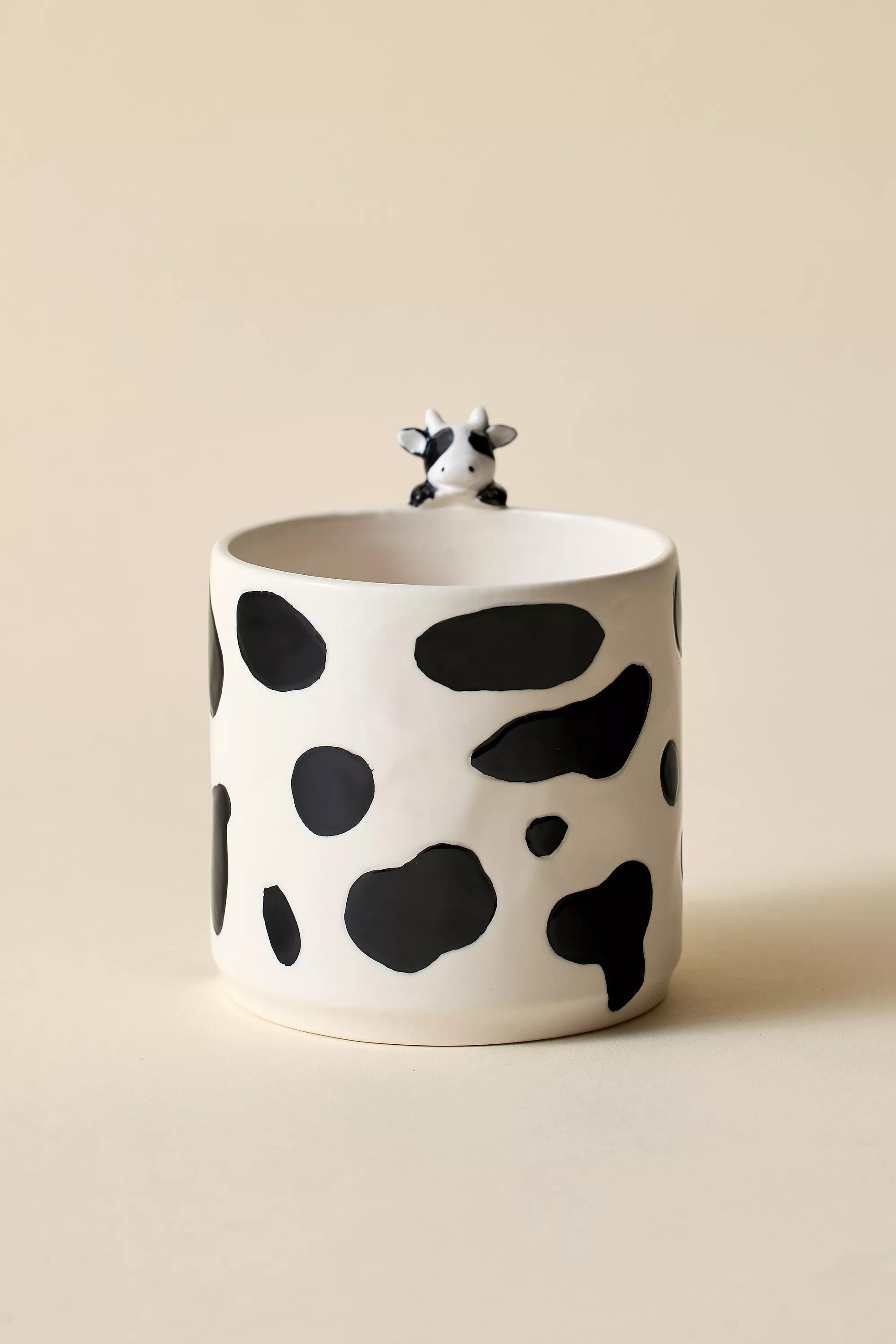 White Peeking Cow Planter, B&W, large image number 2