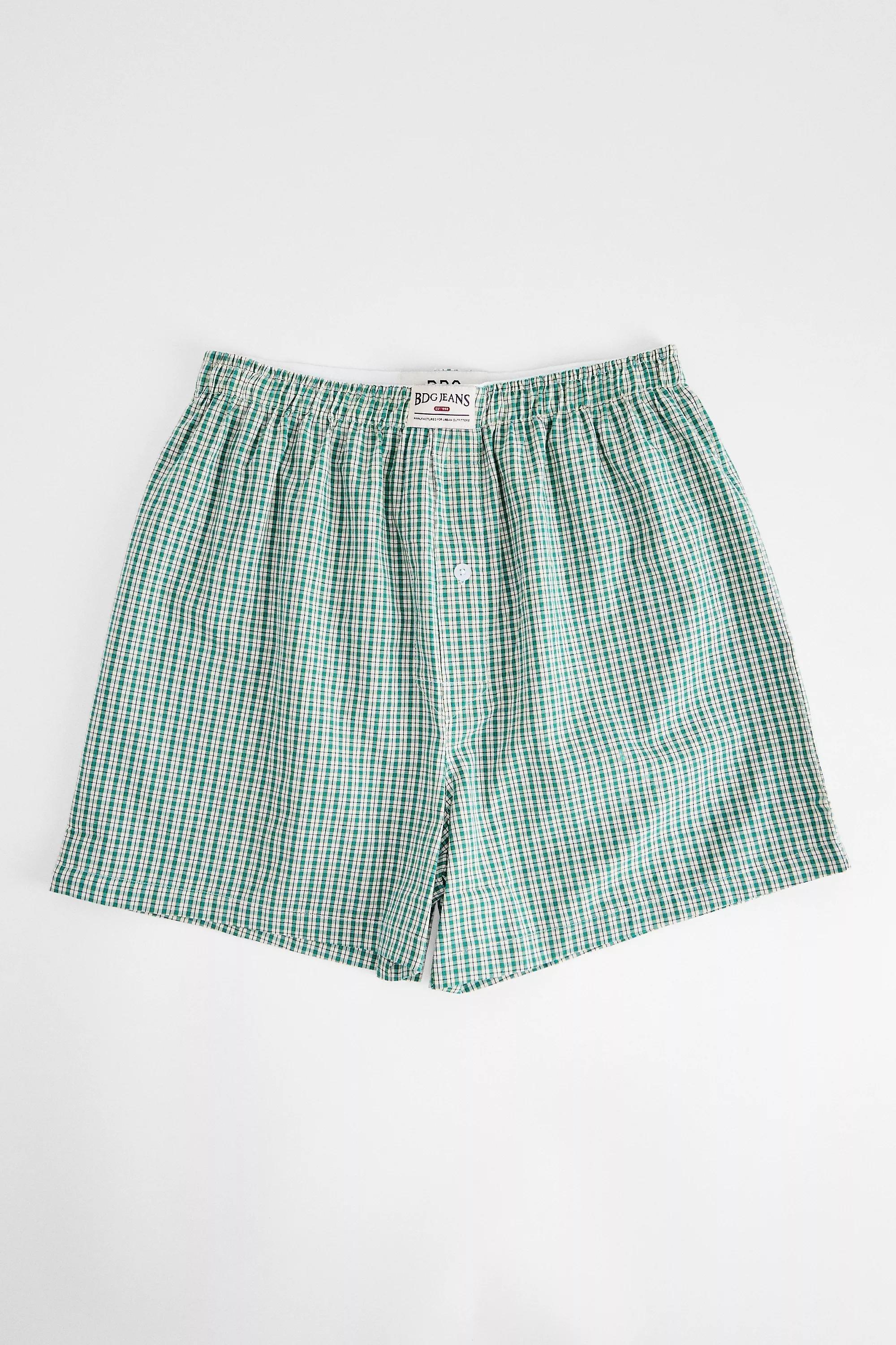 Green Bdg Checked Woven Boxer Shorts, , large image number 1