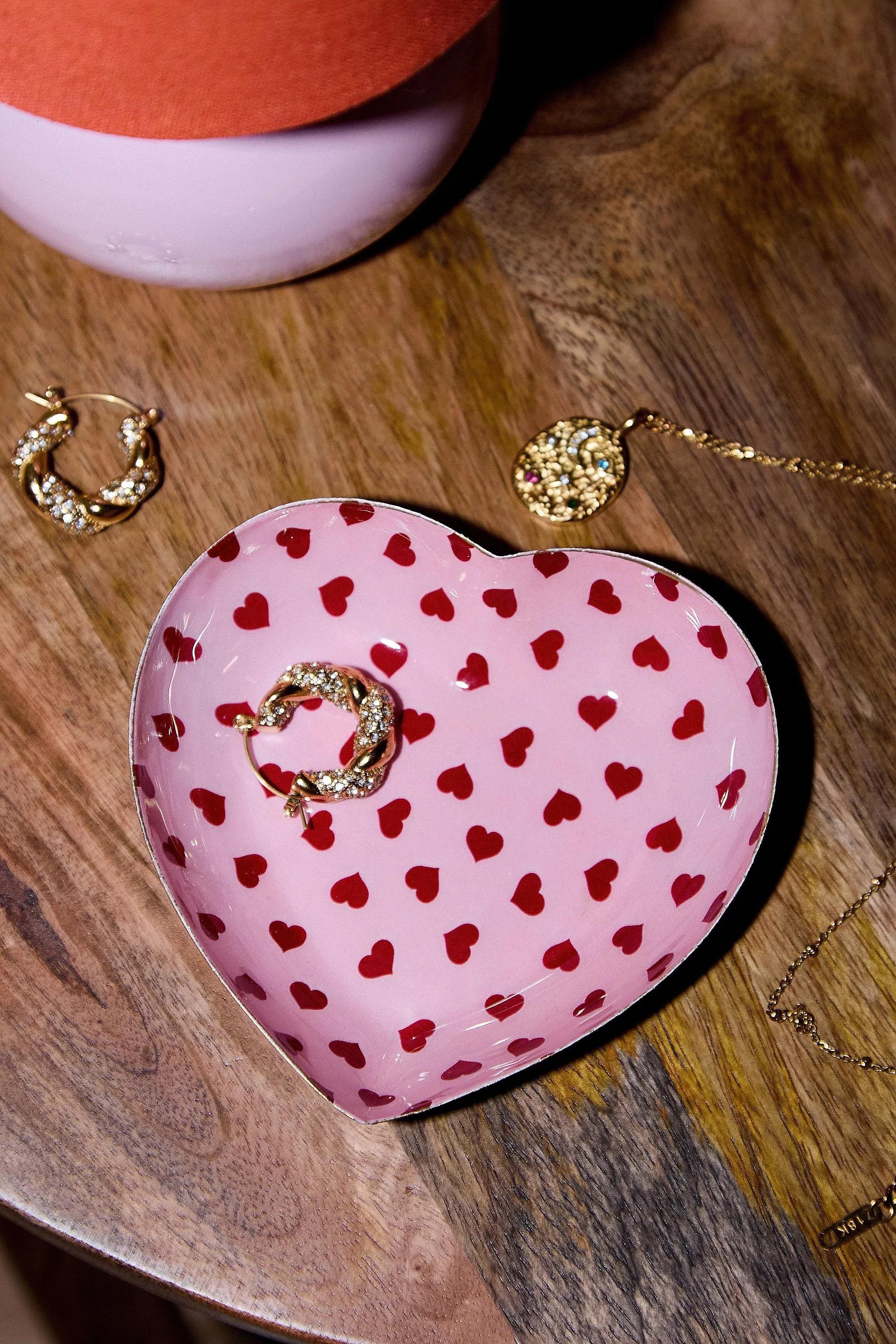 Pink Heart Trinket Dish, PINK, large image number 0