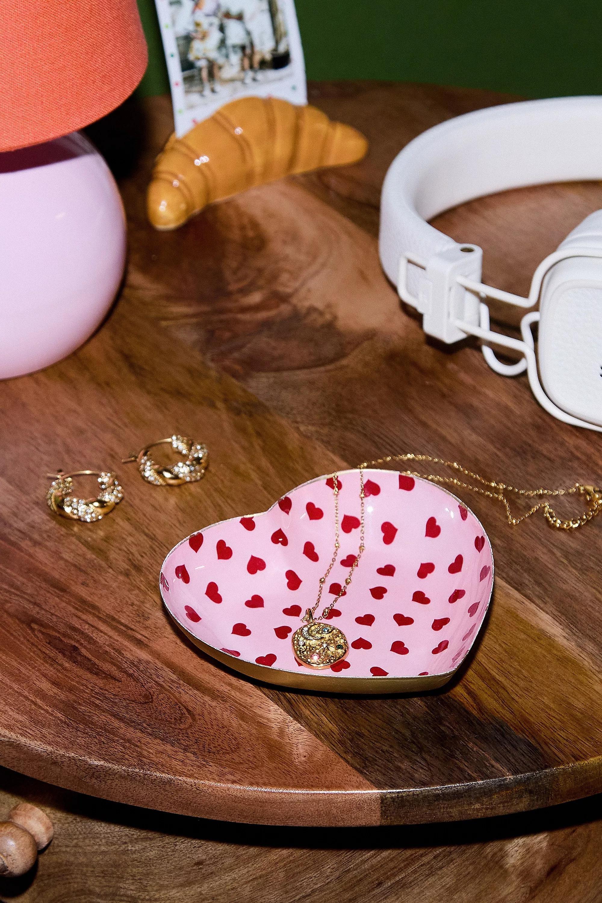 Pink Heart Trinket Dish, PINK, large image number 1