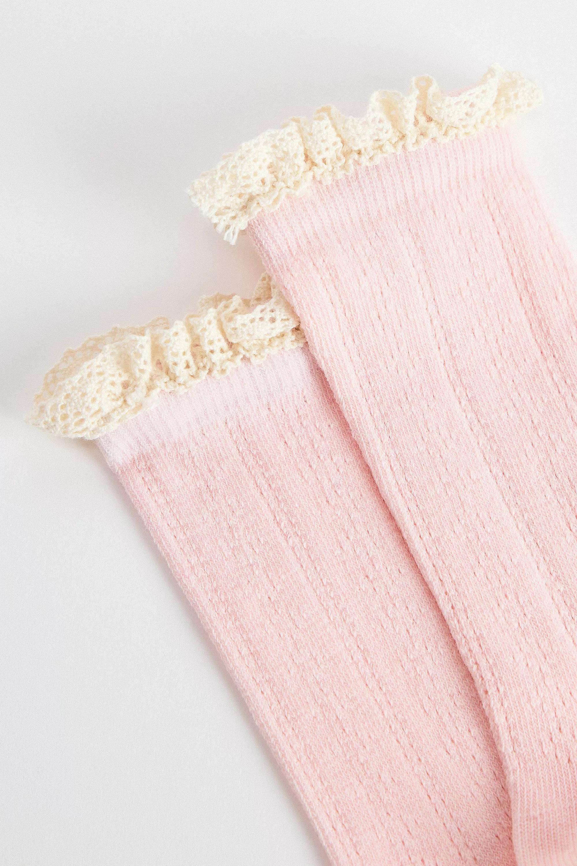 Pink Uo Pointelle Frill Socks, PINK, large image number 1