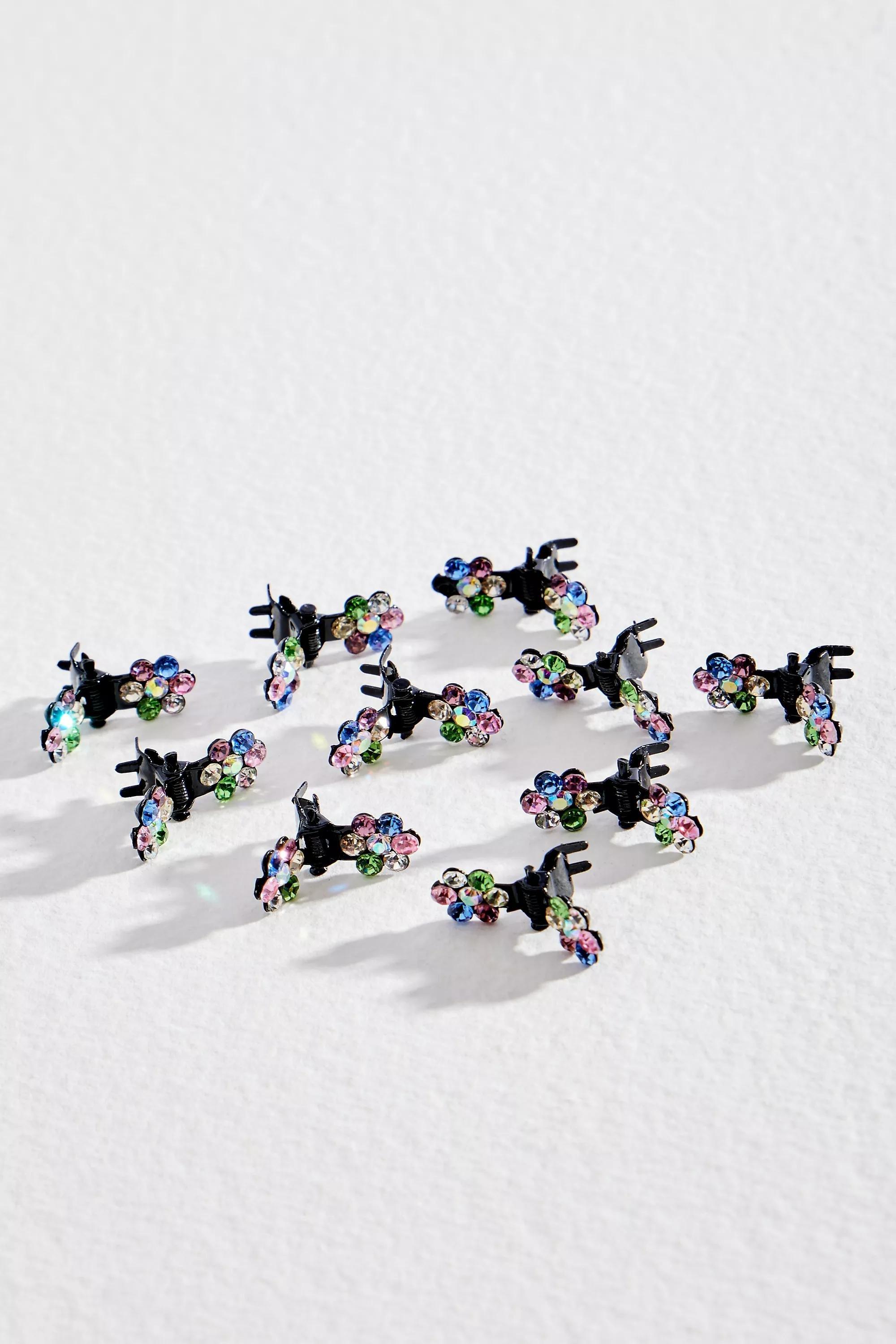 Multicolour Flower Gem Clips, Set Of 10, ASSORT, large image number 1