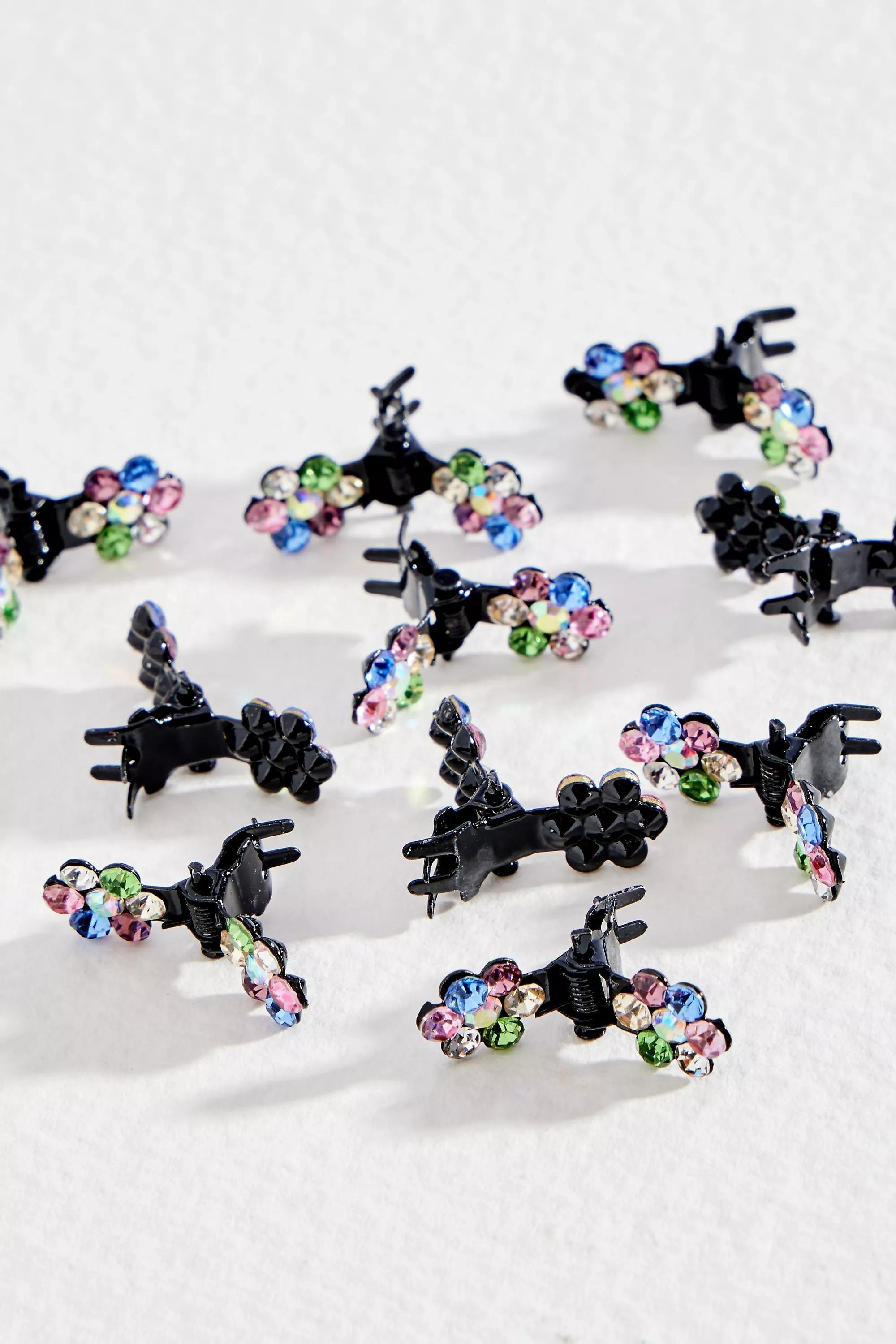 Multicolour Flower Gem Clips, Set Of 10, ASSORT, large image number 2