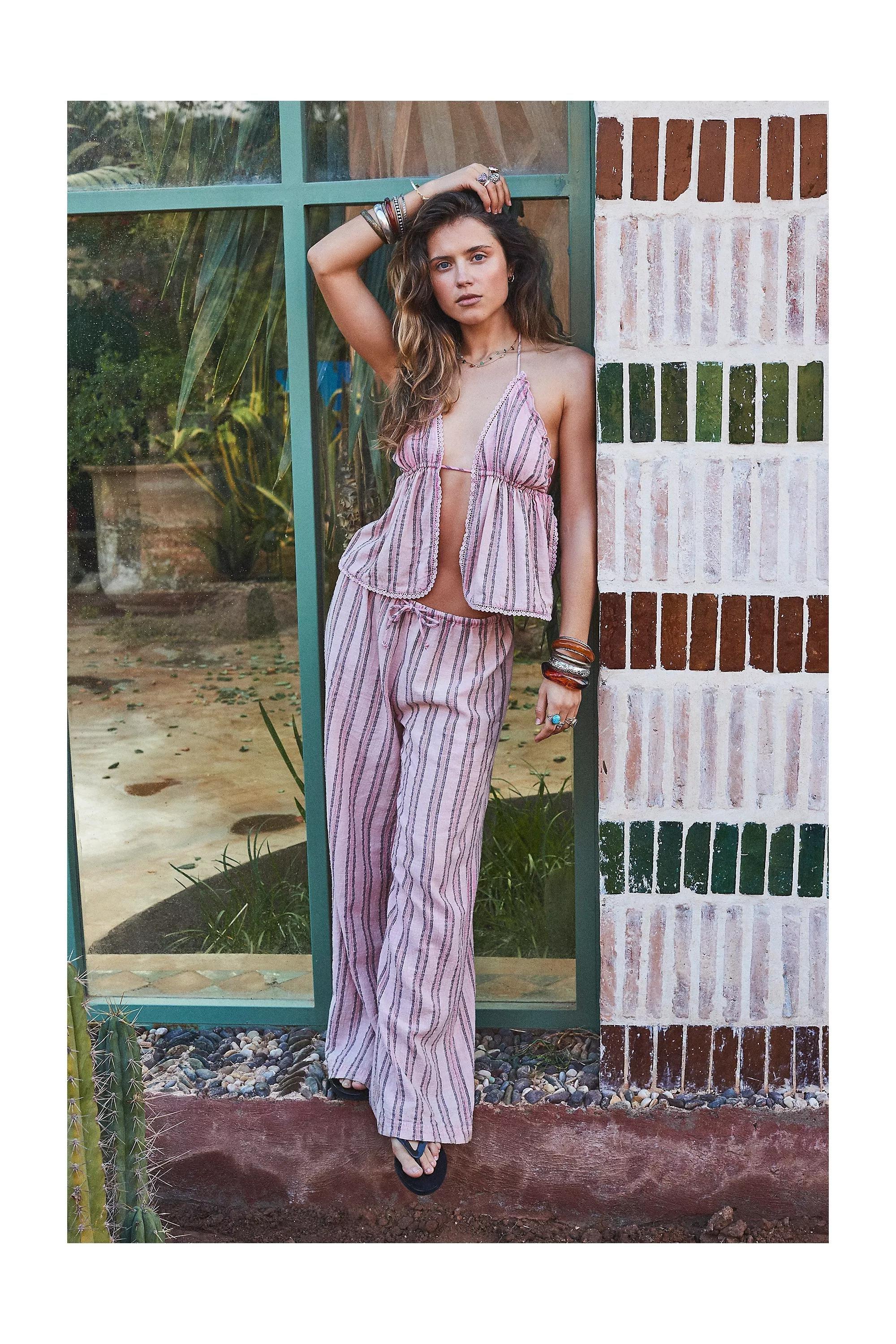 Pink Out From Under Pink Striped Trousers, PINK, medium