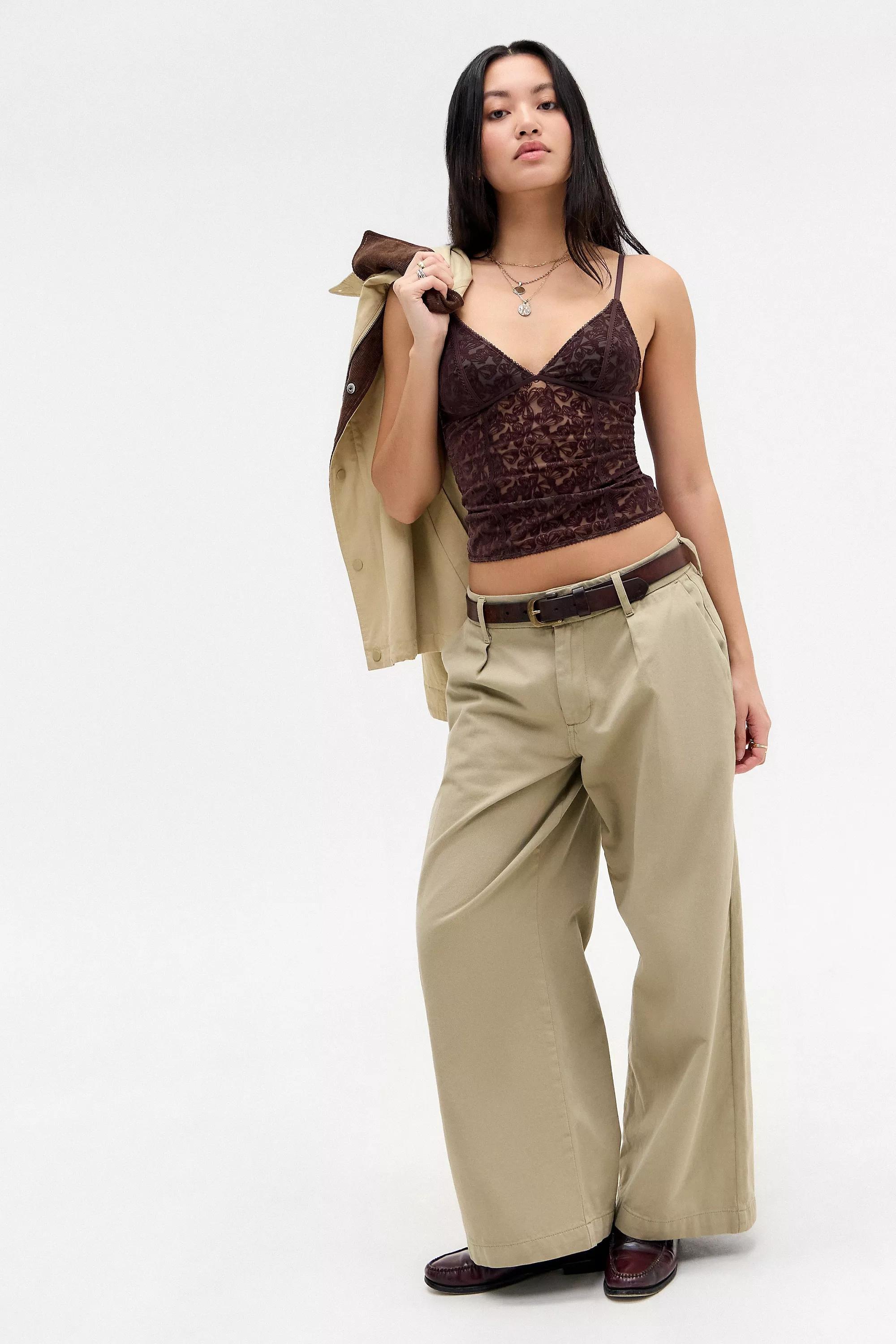 Brown Je T'Aime Flocked Cami Top, , large image number 1