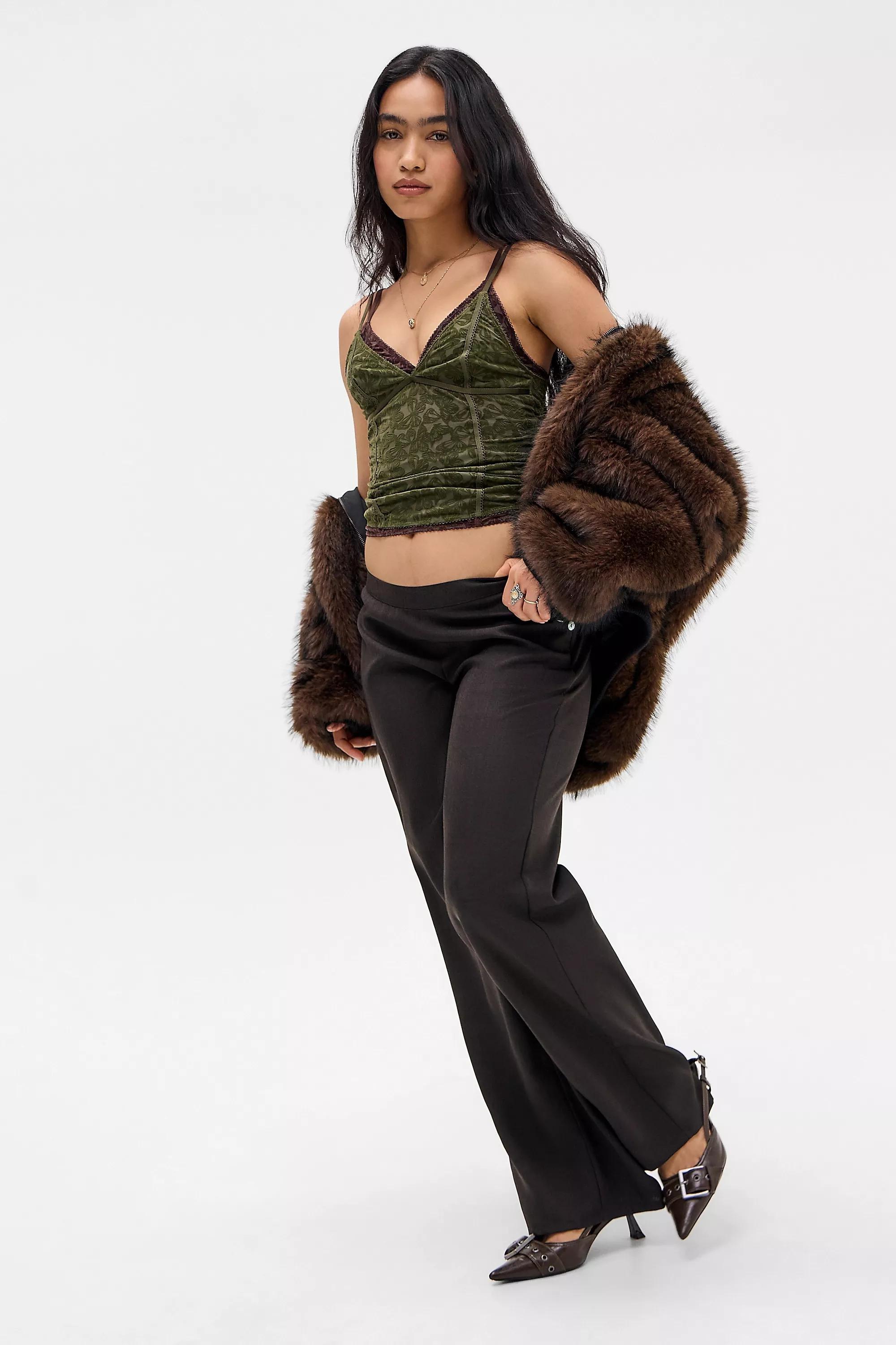 Green Out From Under Je T'Aime Flocked Tank Top, KHAKI, large image number 1