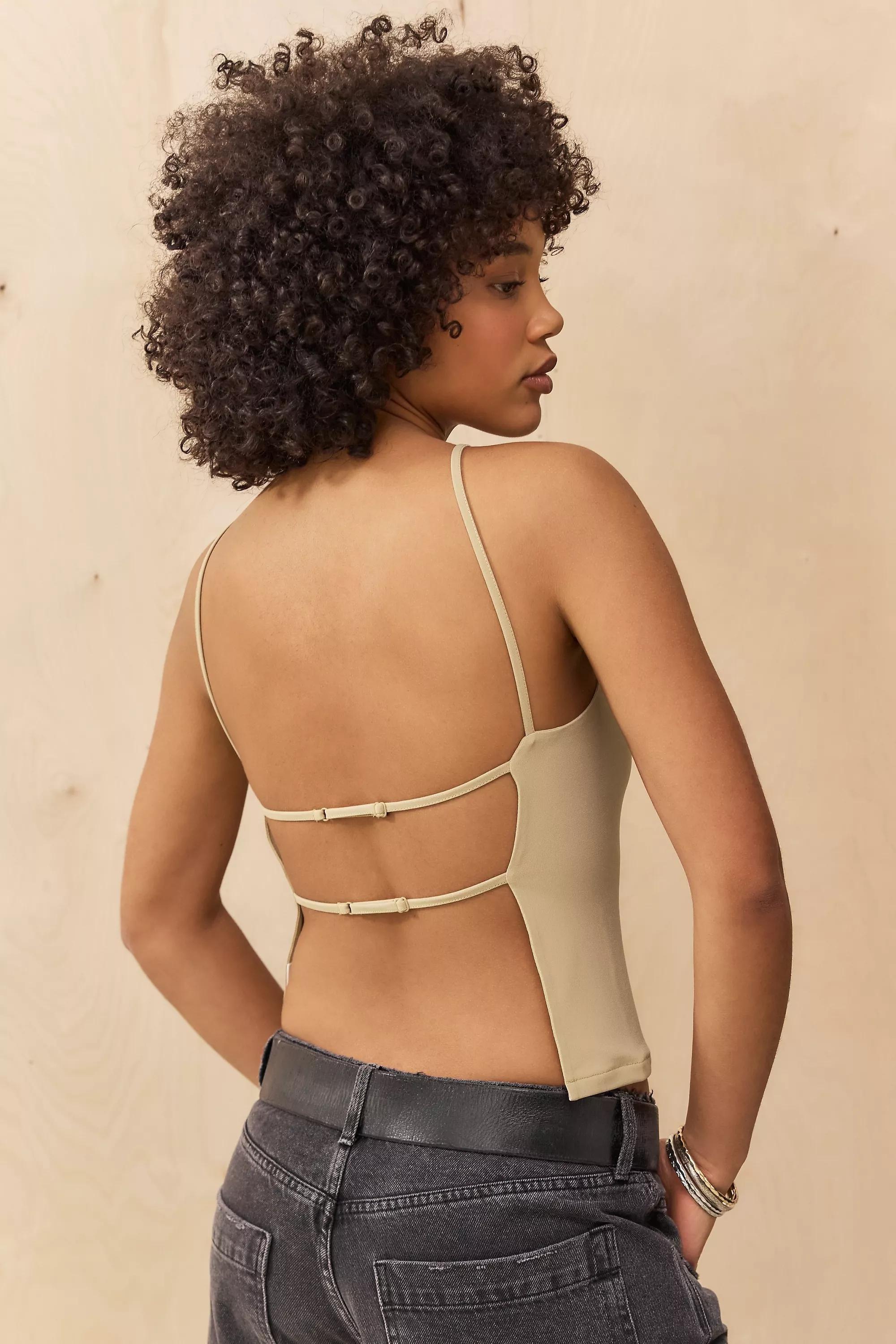 Beige Silence + Noise Carrie Backless Top, , large image number 1