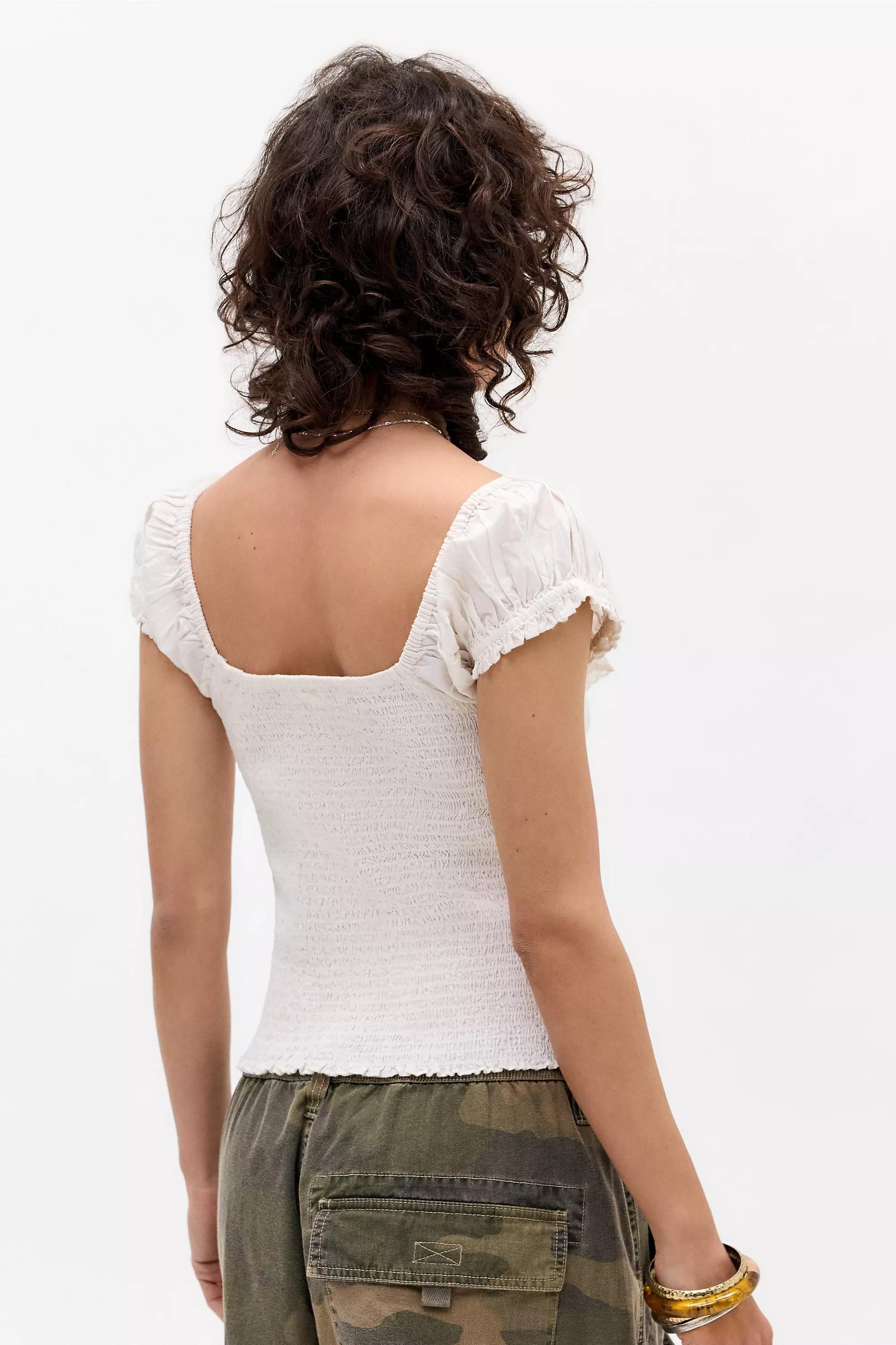 White Kimchi Blue Cameron Poplin Embroidered Blouse, WHT, large image number 3
