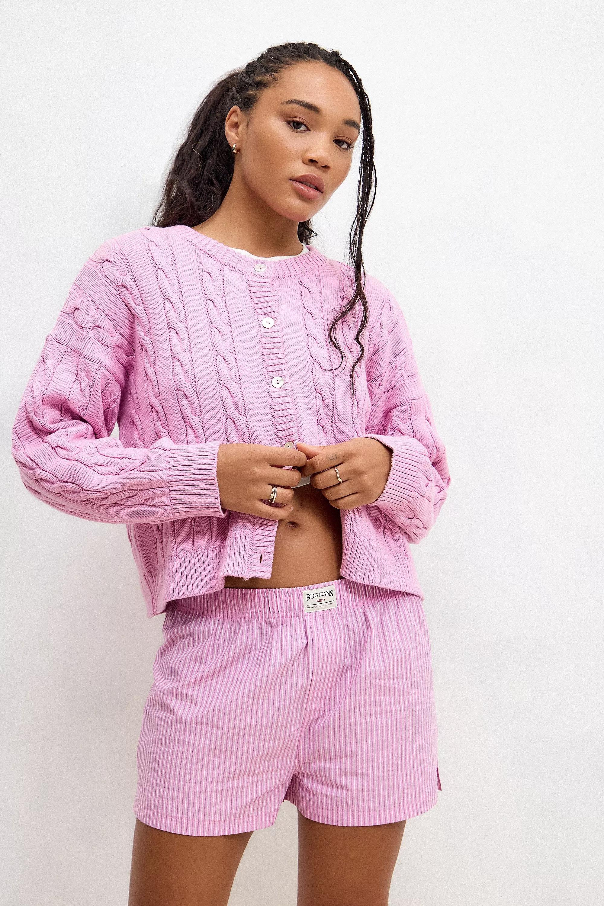 Pink Bdg Bold Stripe Boxer Shorts, , medium