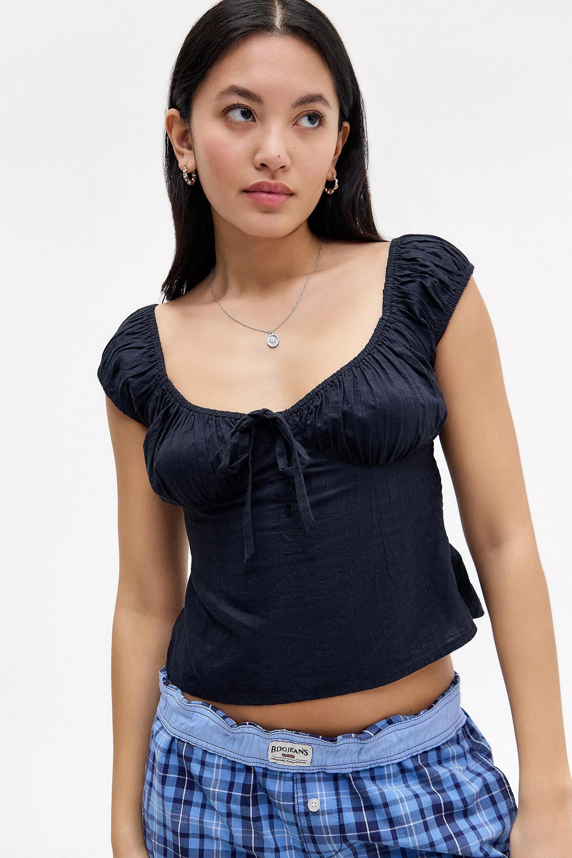 Black Kimchi Blue Hallie Modern Blouse, , large image number 0