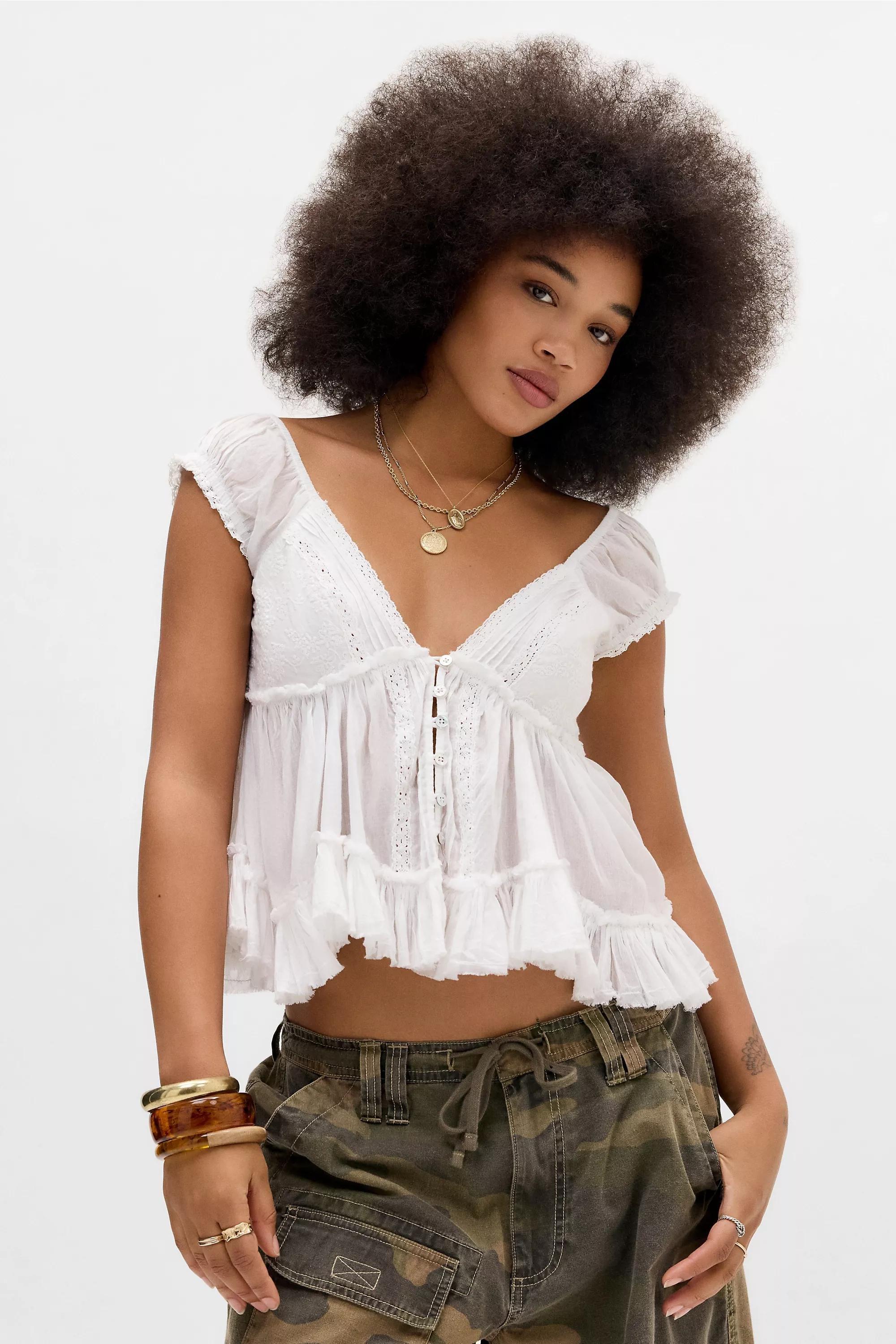 White Kimchi Blue Belle Blouse, WHT, large image number 0