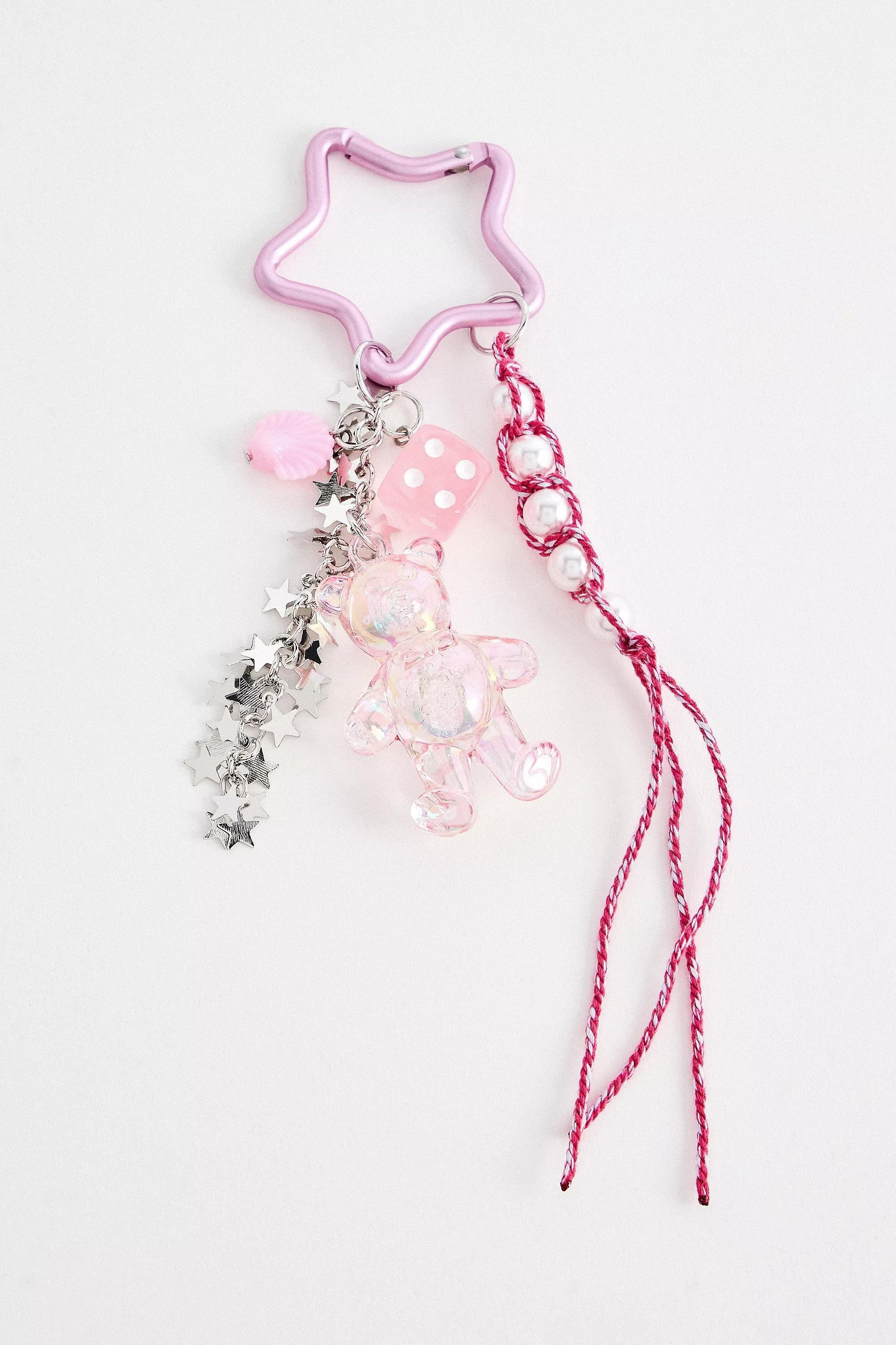 Pink UO Star Charm Keyring, PINK, large image number 0