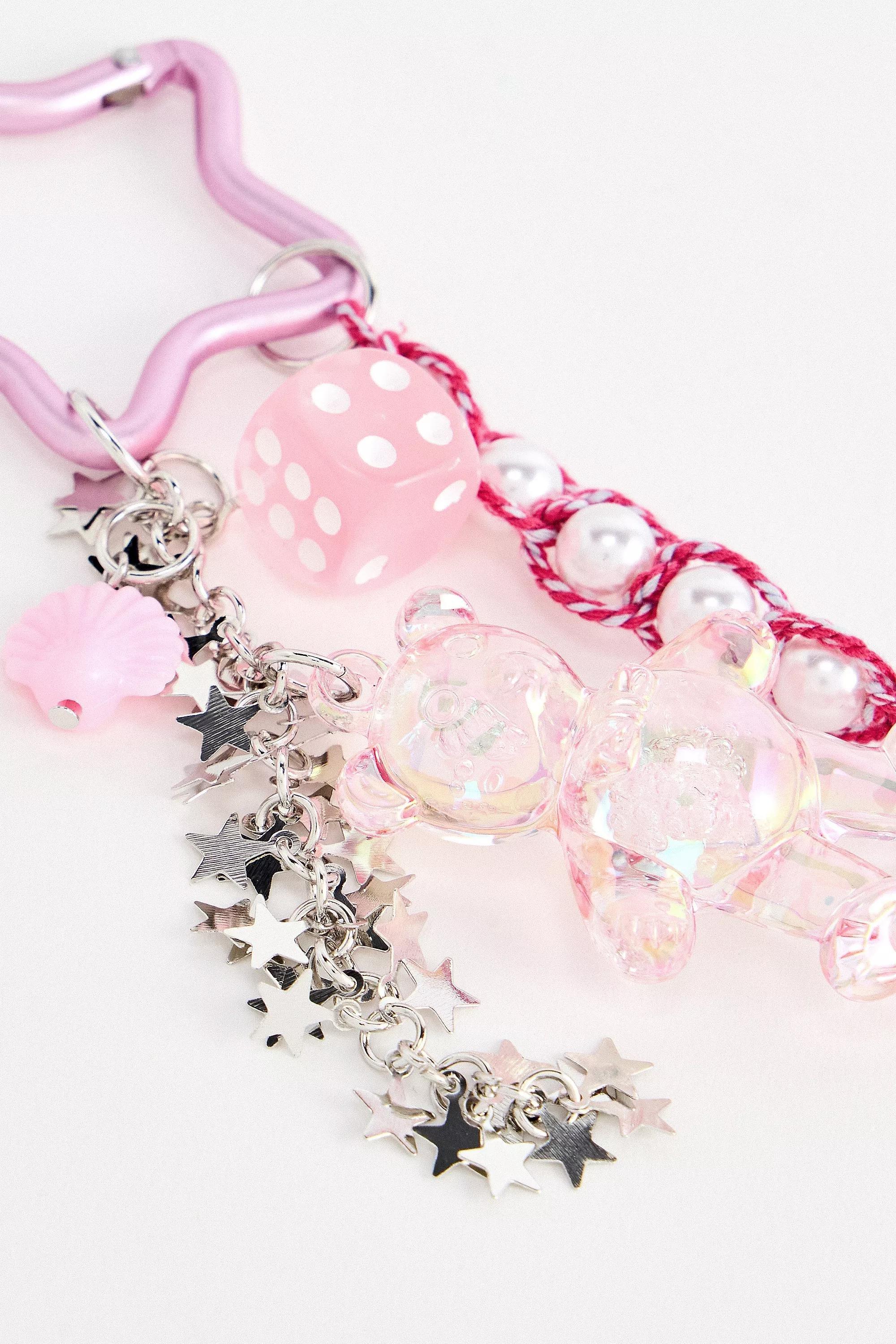 Pink UO Star Charm Keyring, PINK, large image number 1