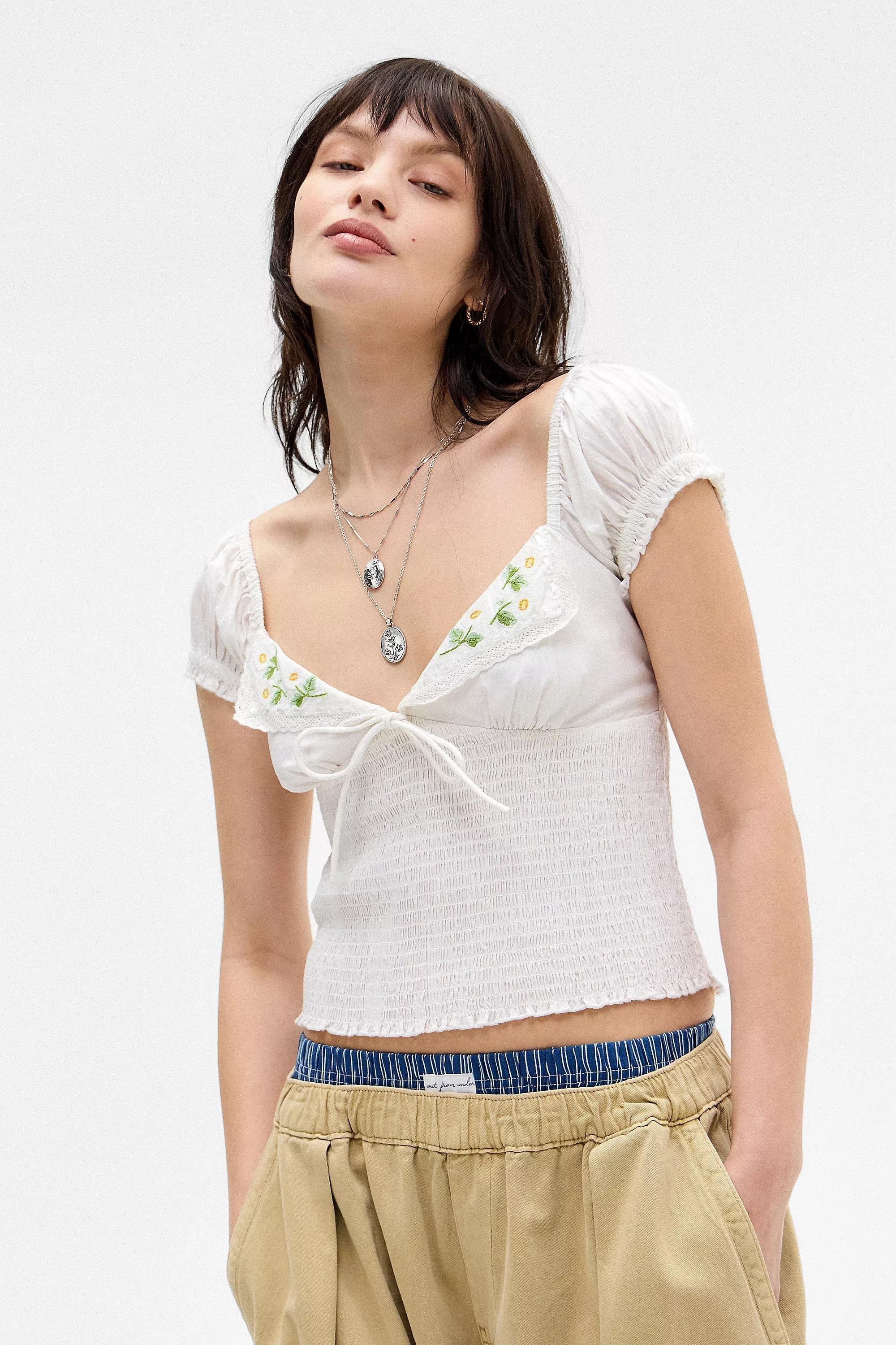White Kimchi Blue Embroidered Blouse, , large image number 0