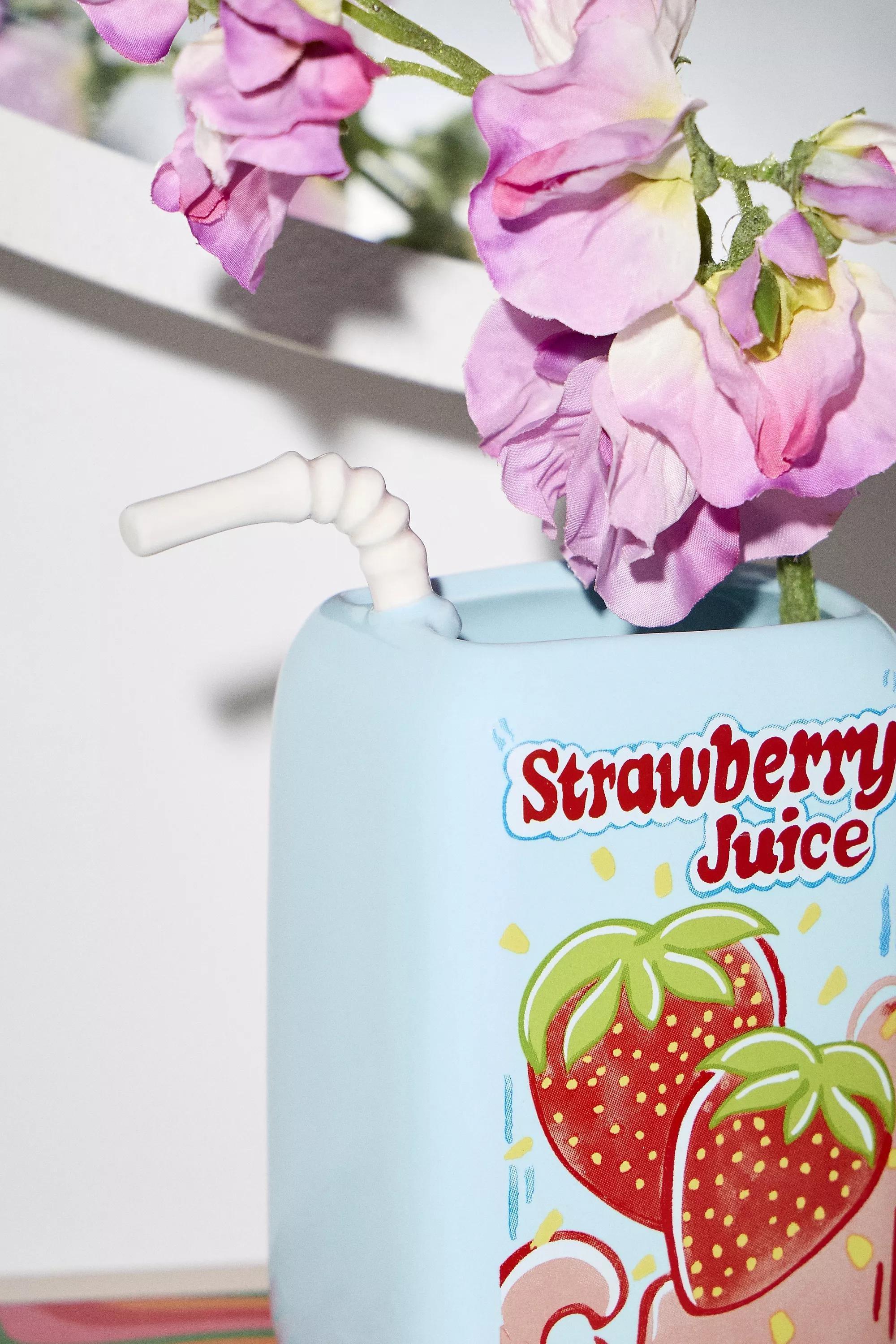 Blue Strawberry Juice Vase, LT BLUE, large image number 1