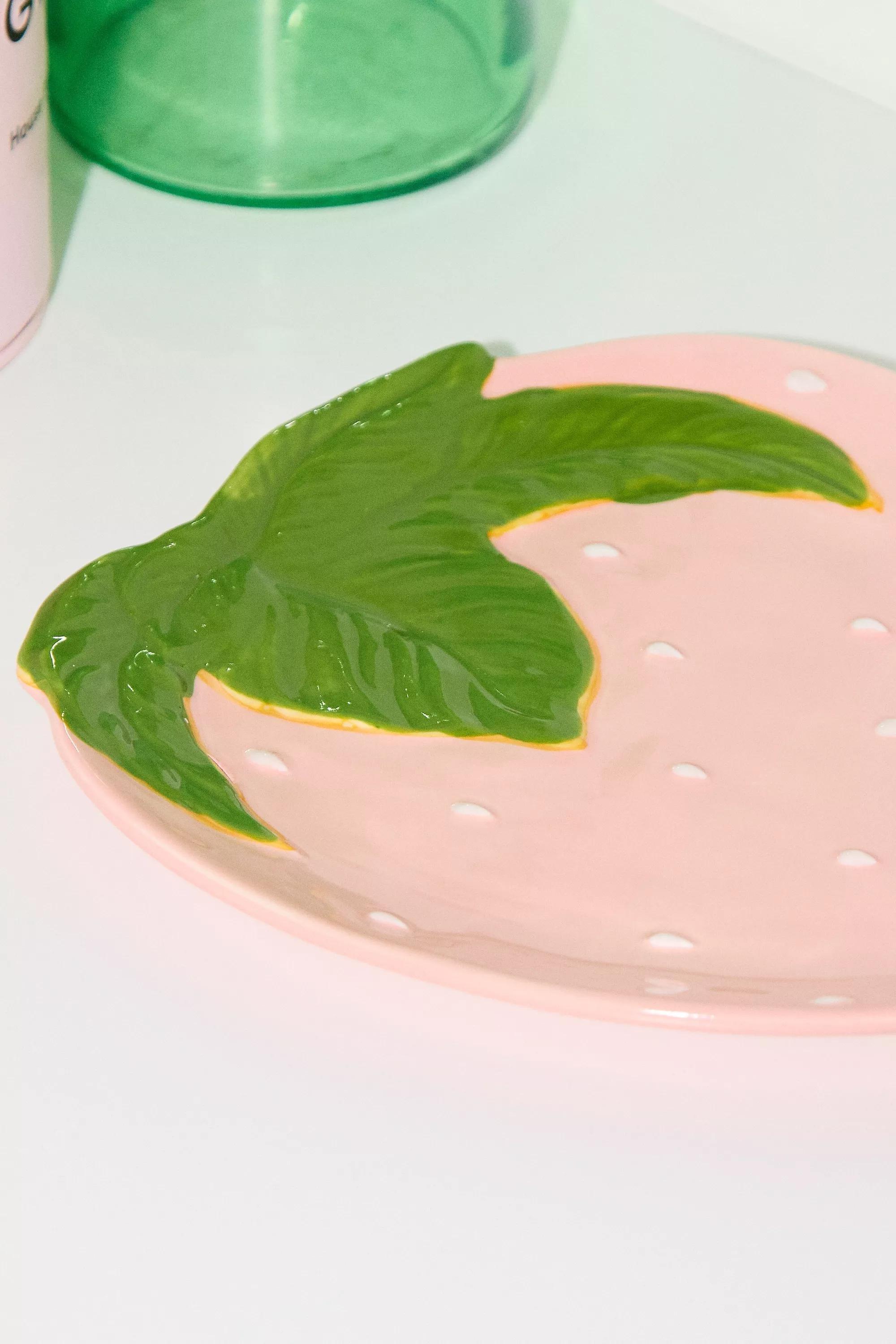 Pink Strawberry Plate, PINK, large image number 1