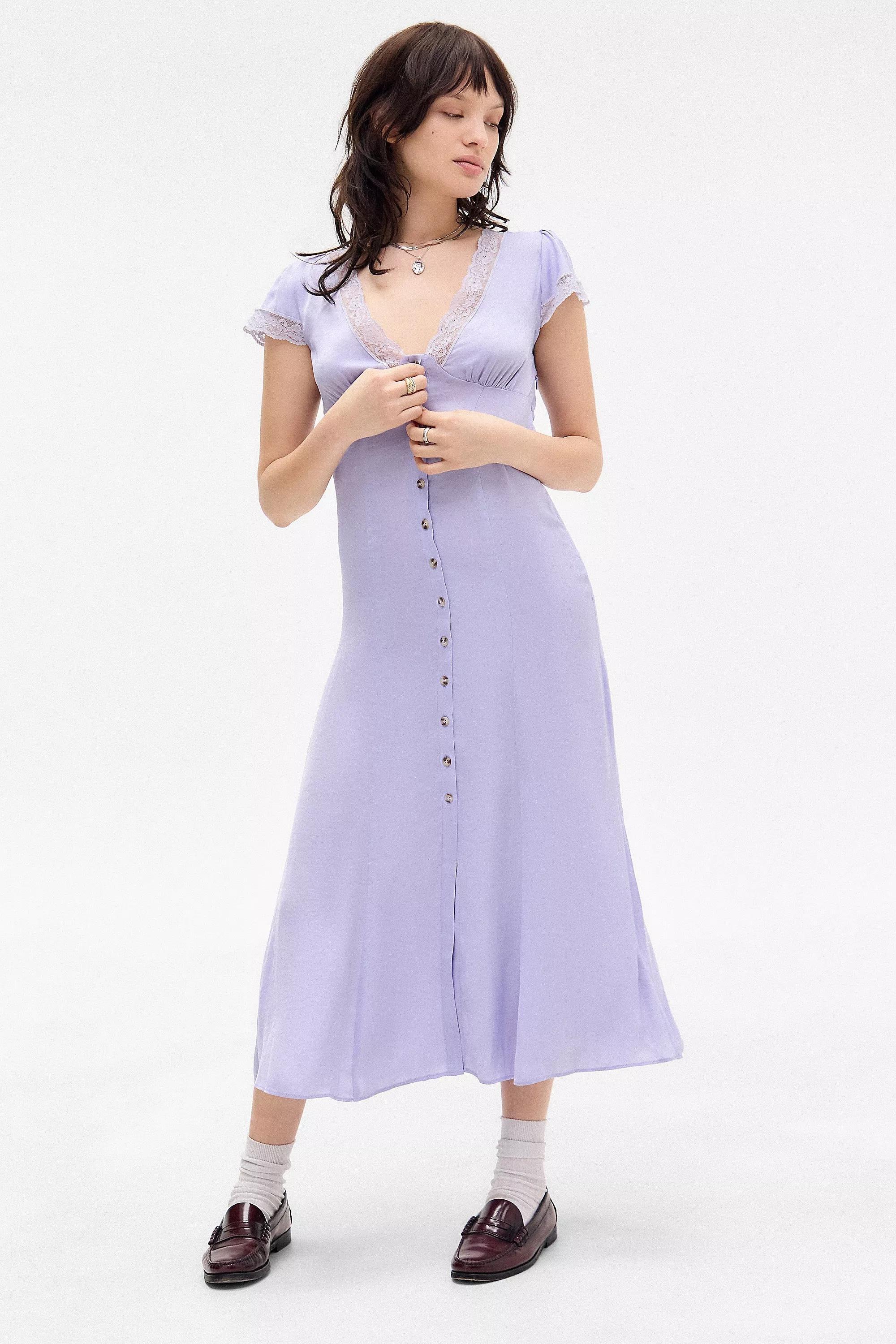 Purple Kimchi Blue Faye Button Down Midi Dress, , large image number 0