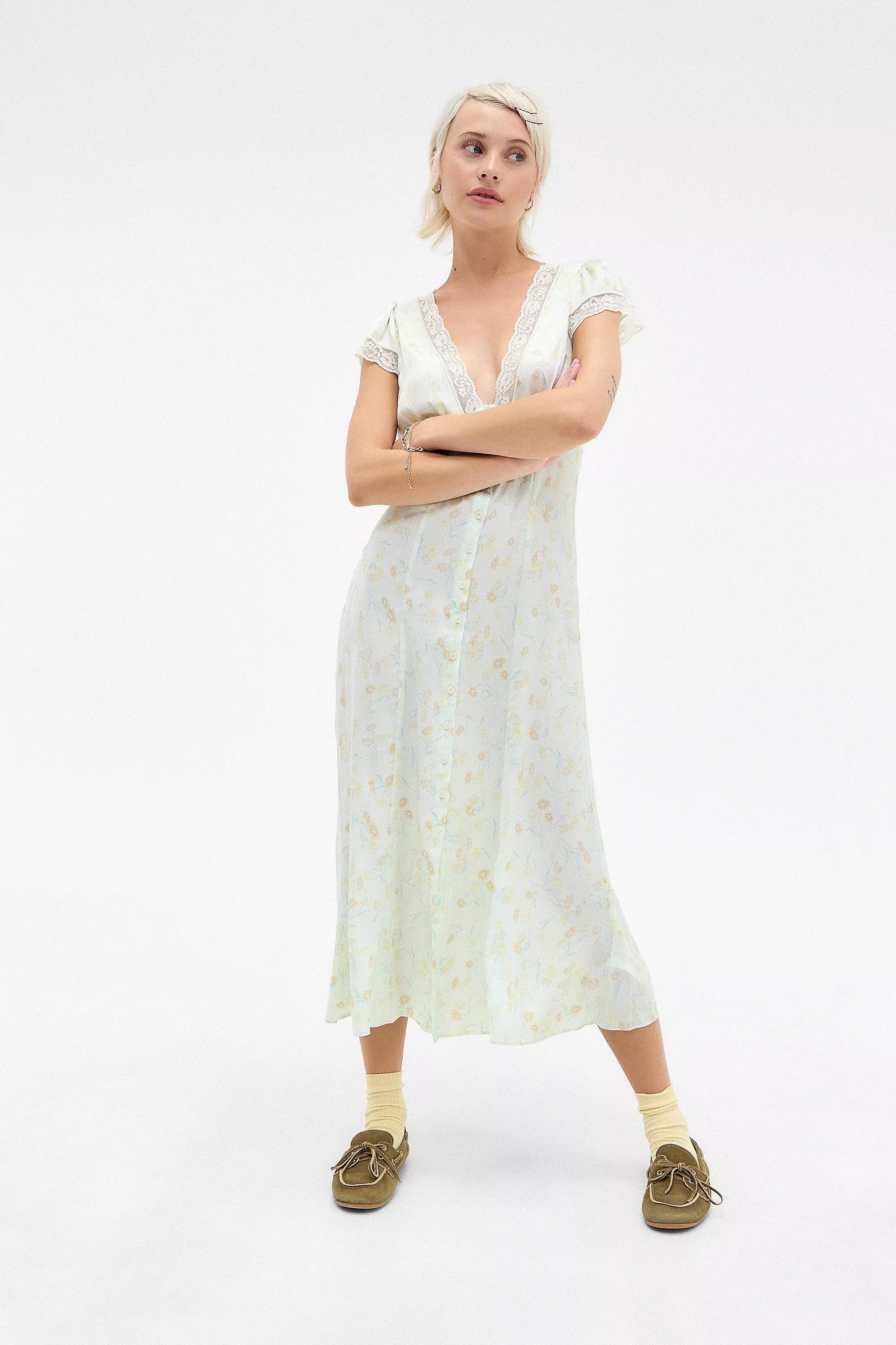Green Kimchi Blue Faye Button Down Midi Dress, , large image number 1
