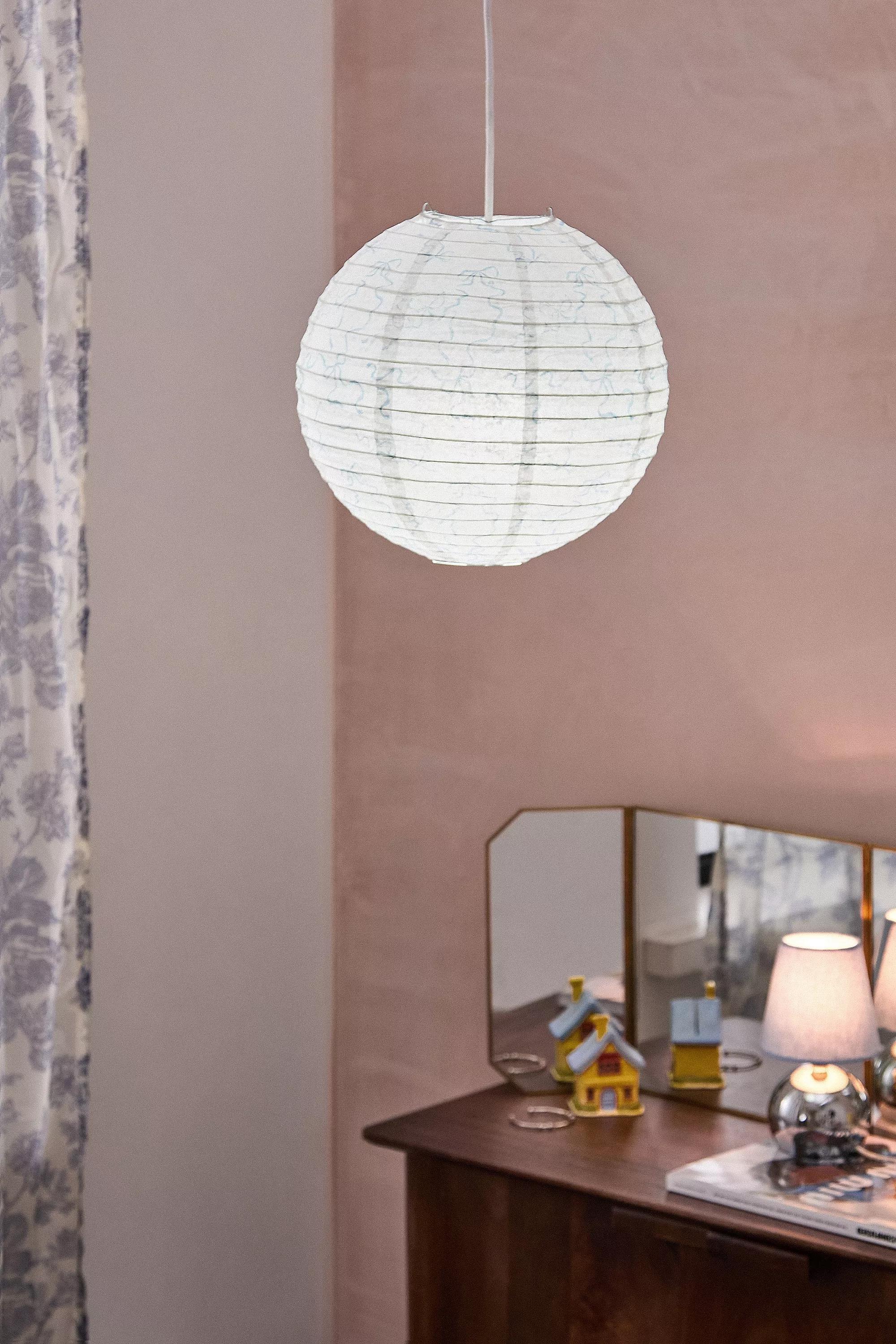 Blue Lacey Bows Paper Lamp Shade, BLUE, medium