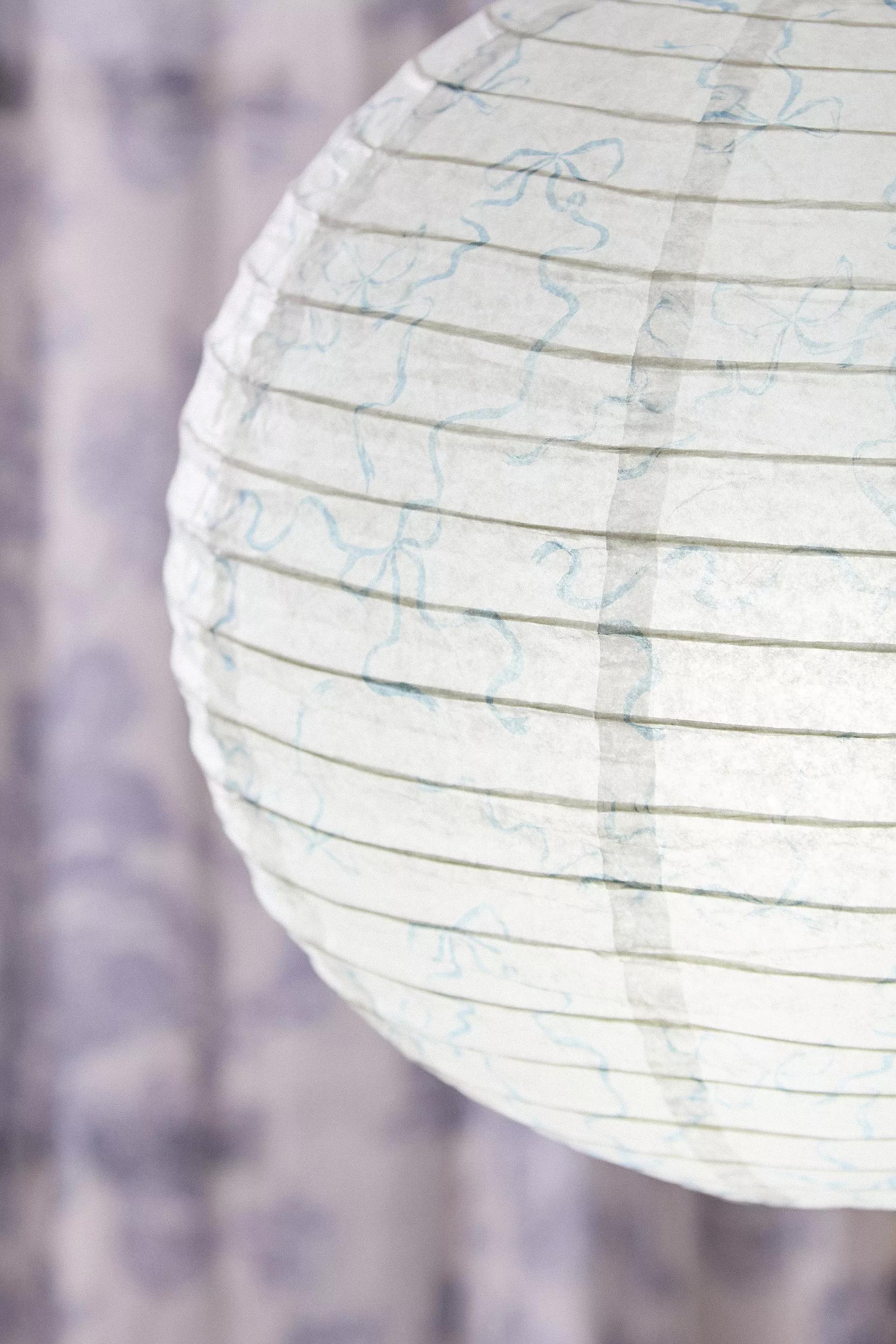 Blue Lacey Bows Paper Lamp Shade, BLUE, medium