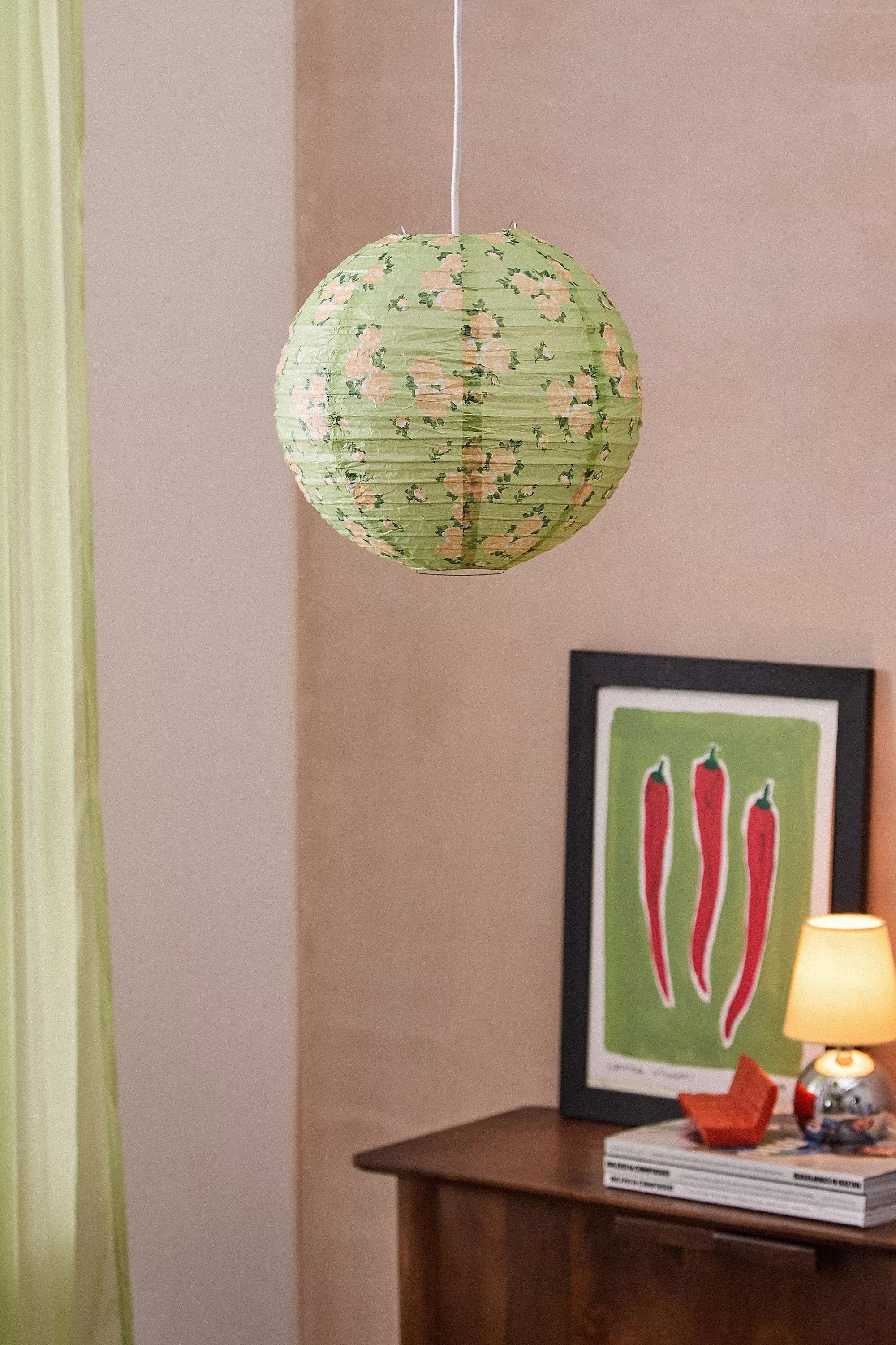 Green Floral Paper Lamp Shade, ASSORT, large image number 0