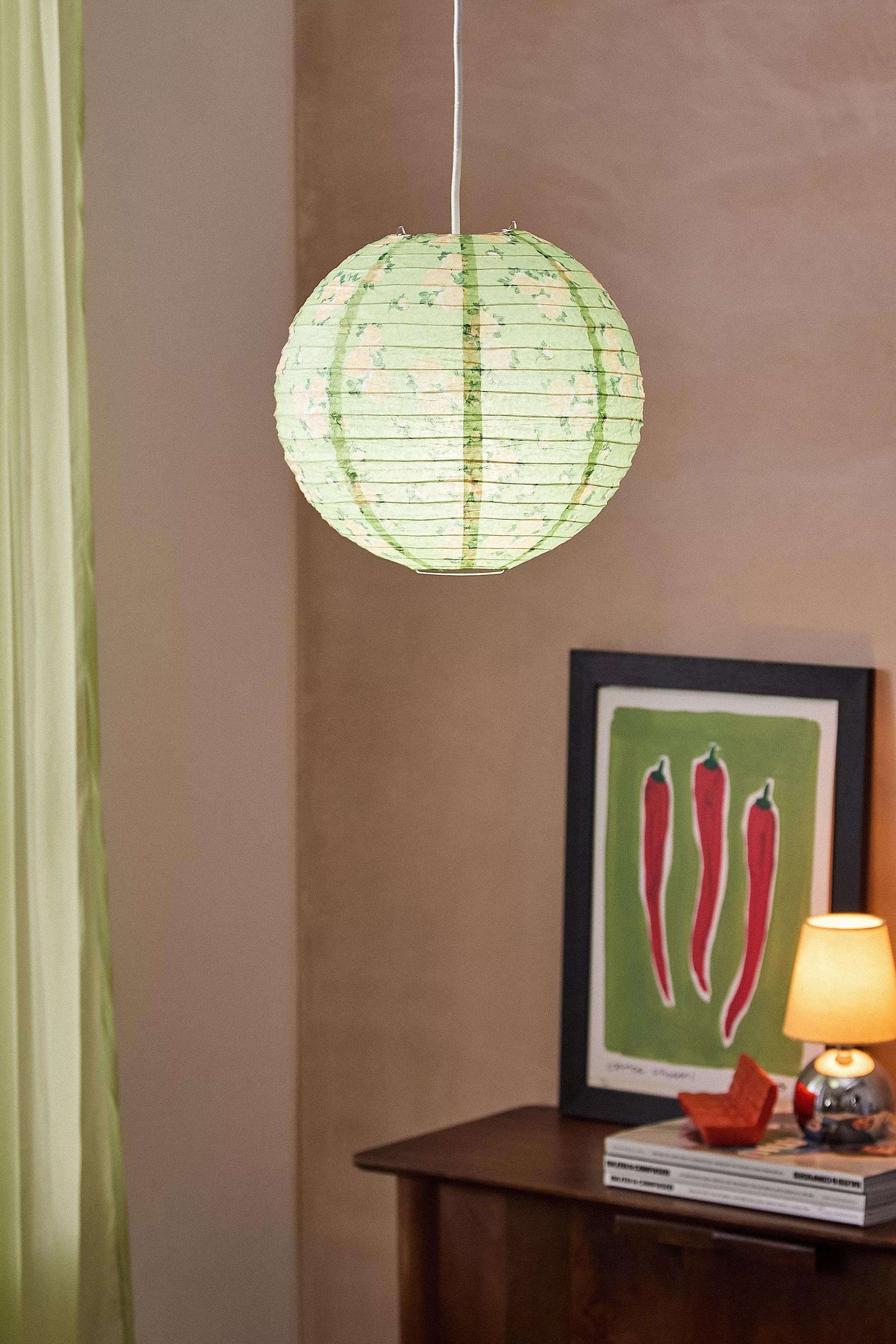 Green Floral Paper Lamp Shade, ASSORT, large image number 1