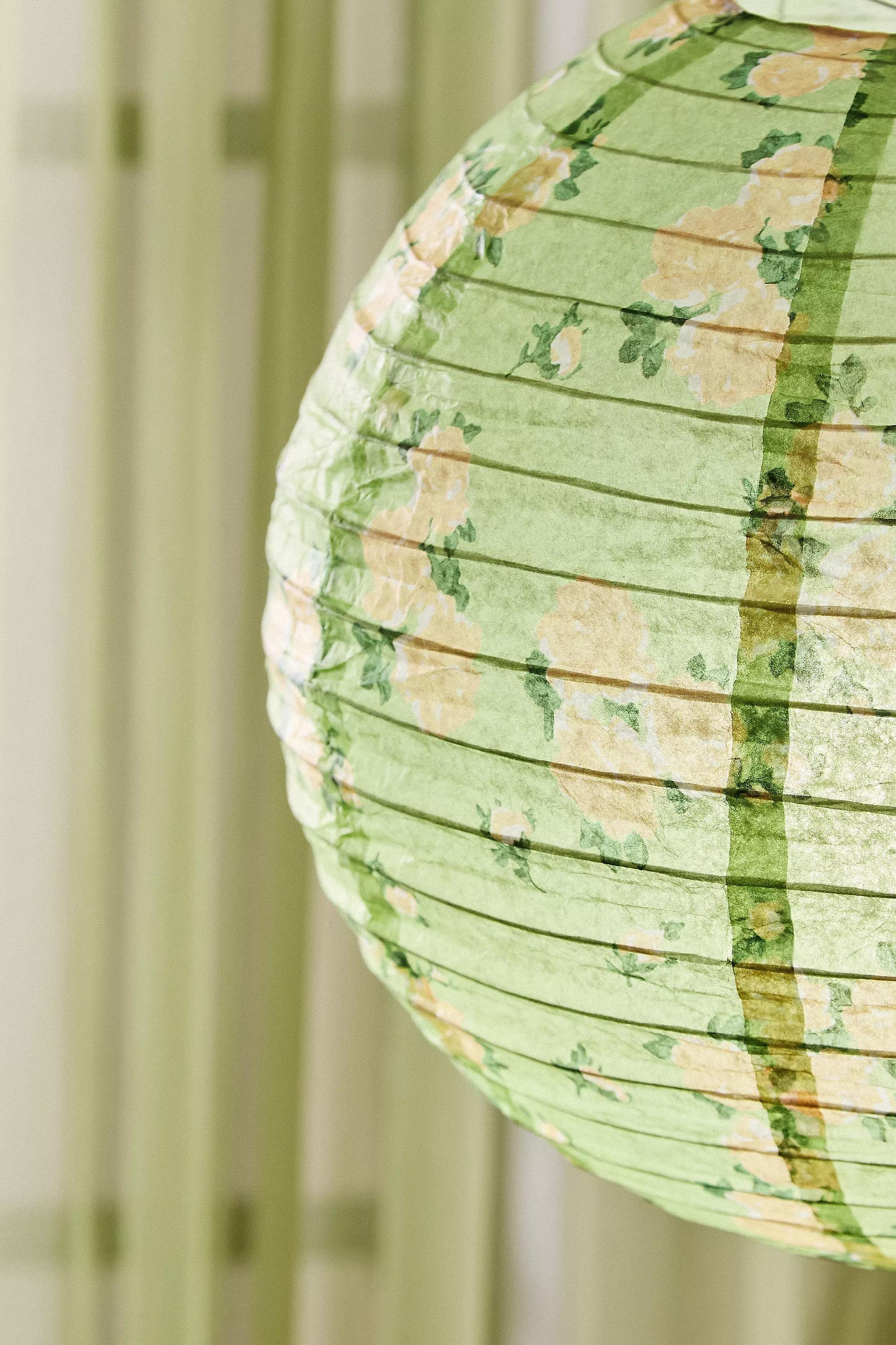 Green Floral Paper Lamp Shade, ASSORT, medium