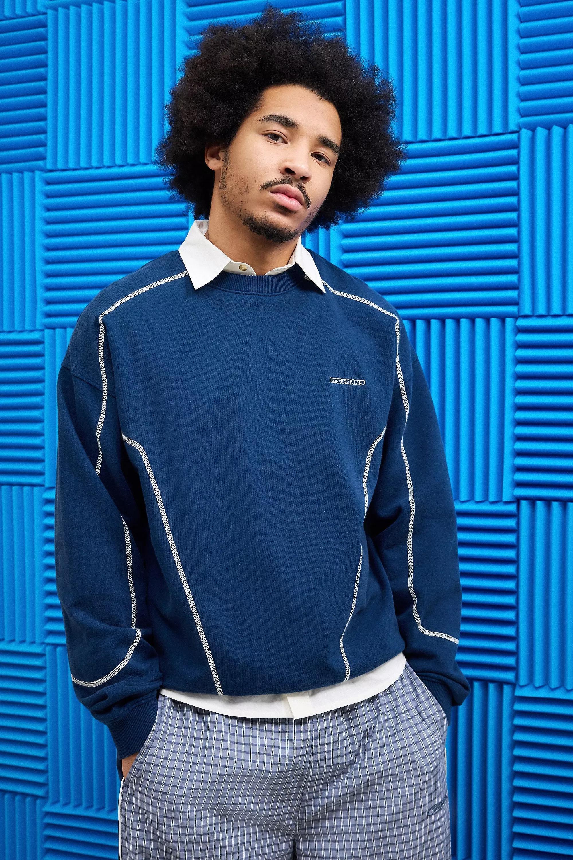Navy Iets Frans... Contrast Stitched Sweater, , large image number 0