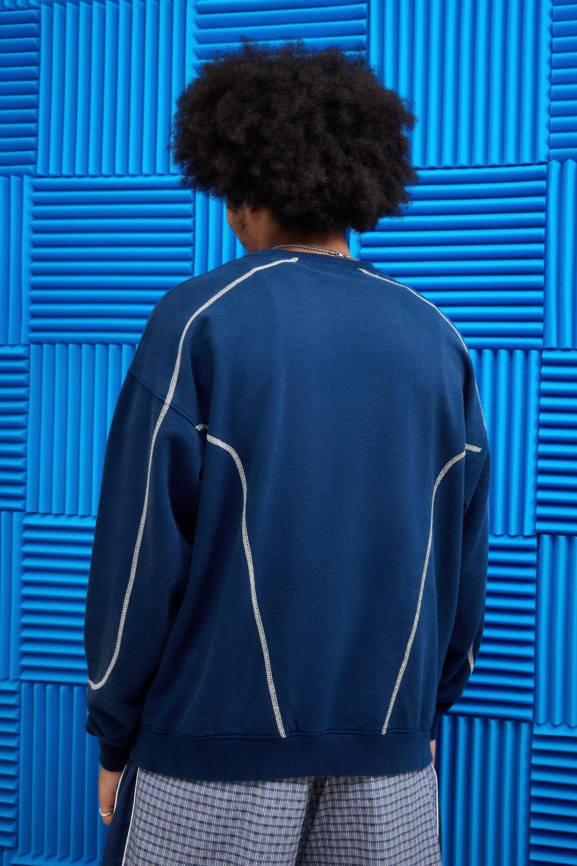 Navy Iets Frans... Contrast Stitched Sweater, , large image number 3