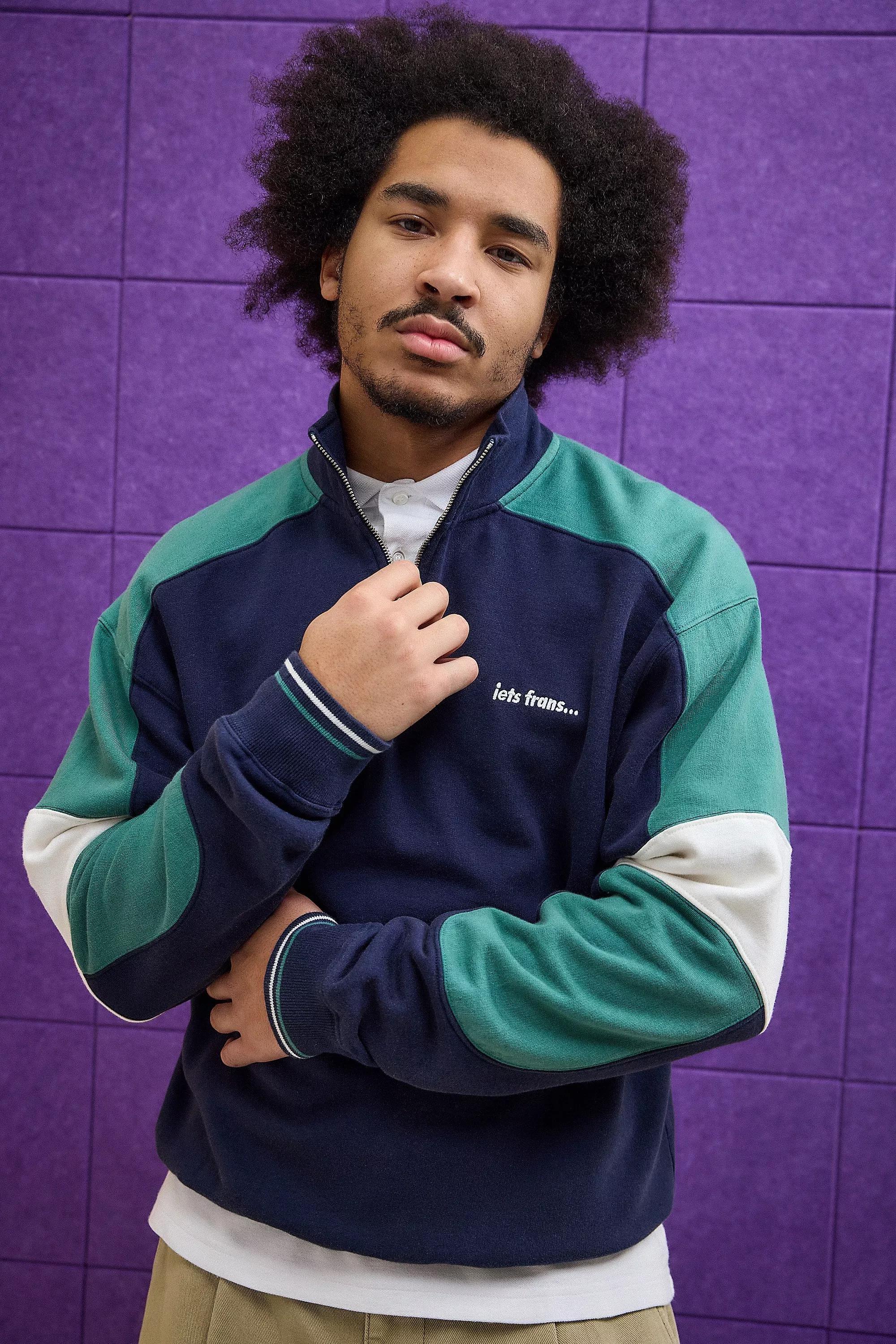 Navy Iets Frans... Panel Mock Neck Pullover, , large image number 0