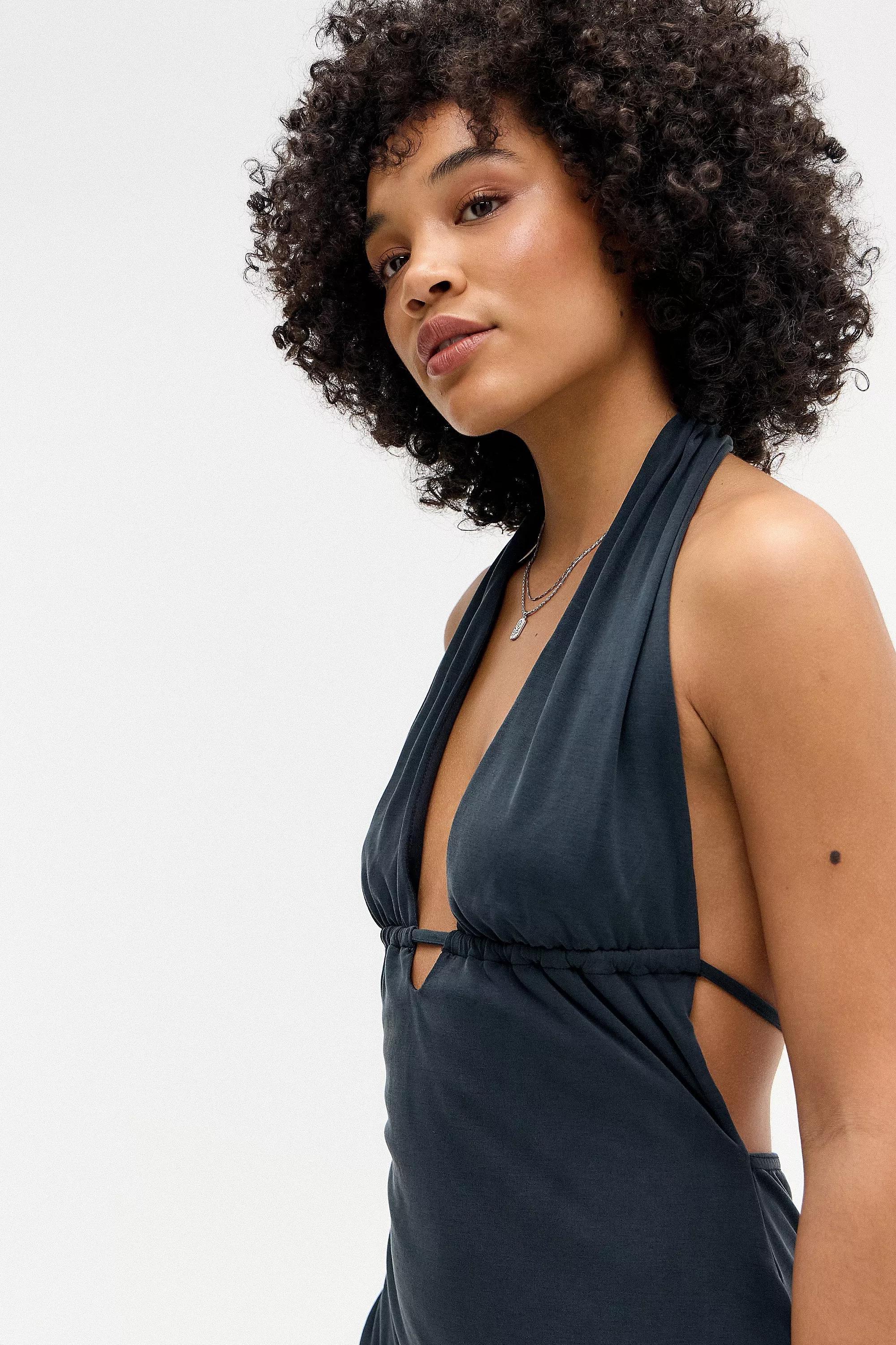 Grey Silence + Noise Fauna Cupro Backless Mini Dress, , large image number 2