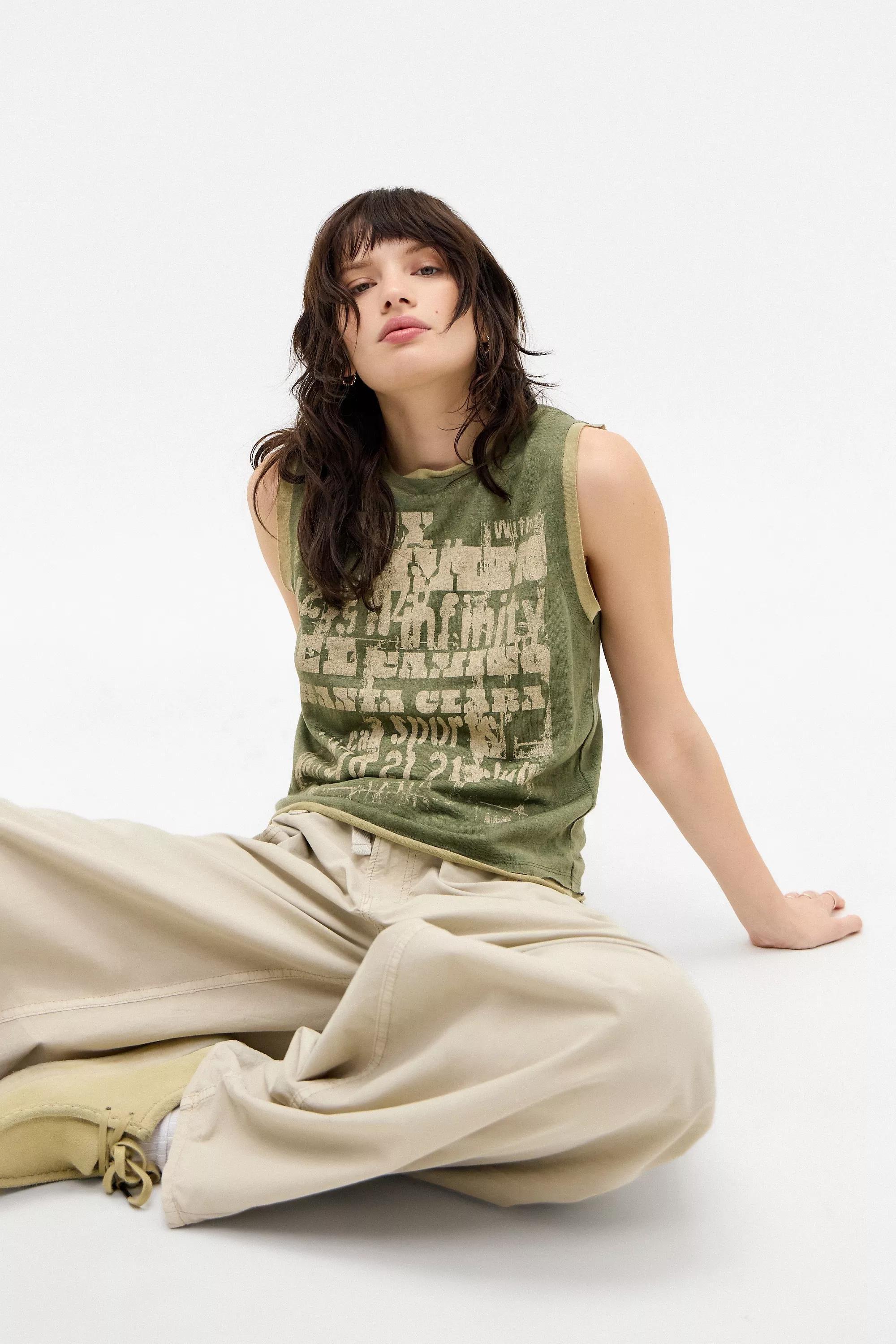 Khaki Uo Double Layered Tank Top, , large image number 1