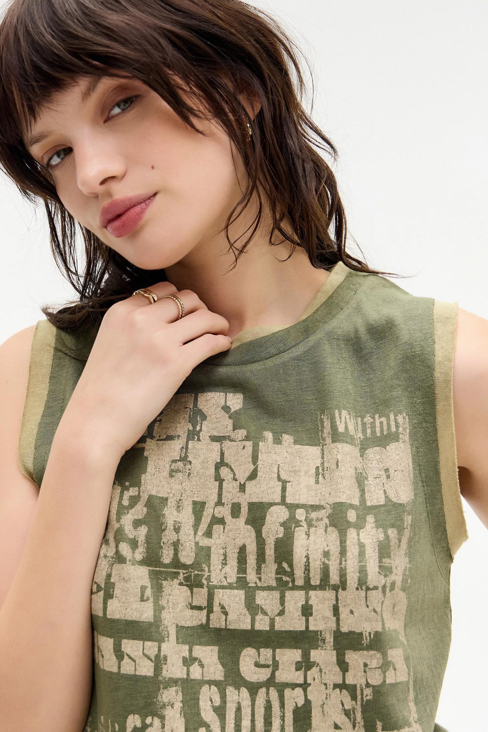 Khaki Uo Double Layered Tank Top, , large image number 2
