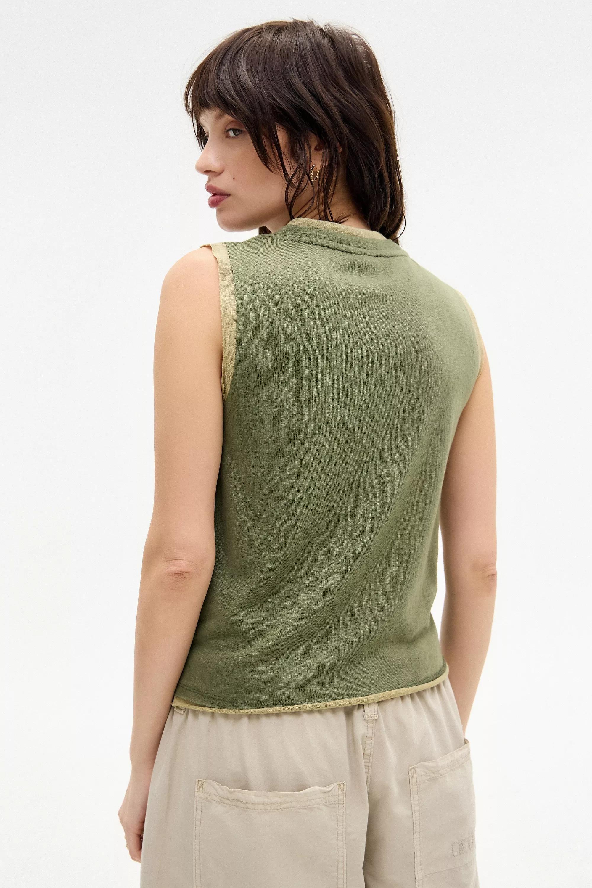 Khaki Uo Double Layered Tank Top, , large image number 3