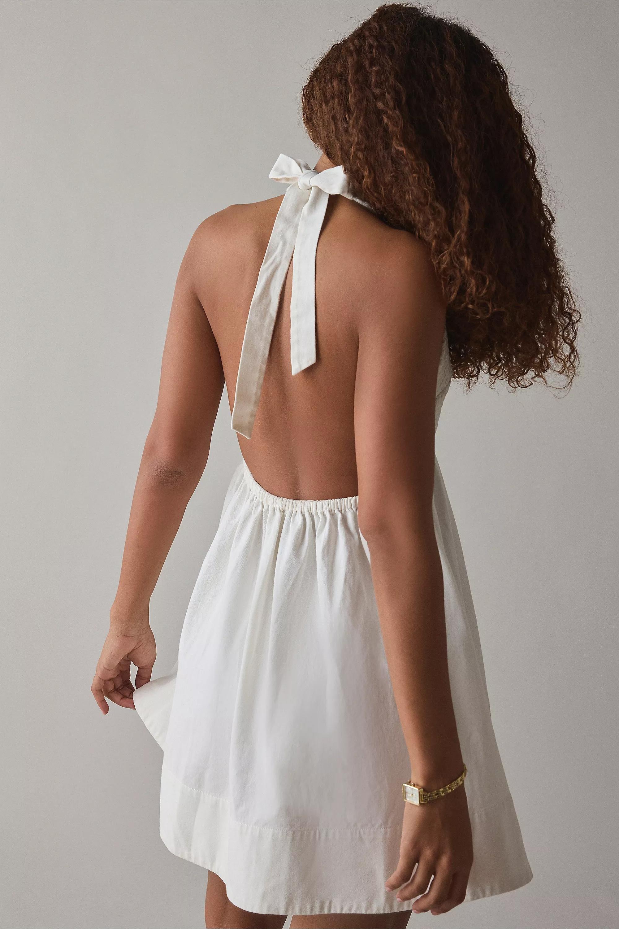 White Bdg Iris Smocked Halterneck Dress, , large image number 3