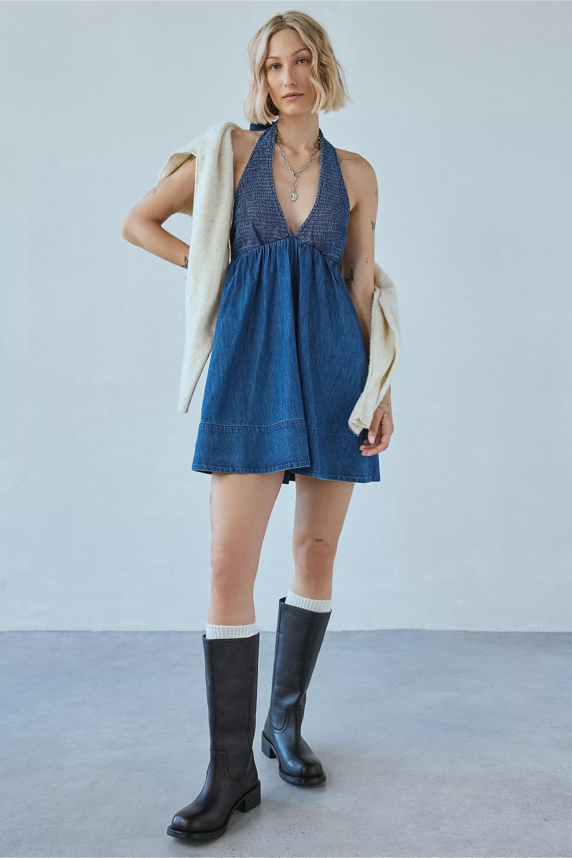 Blue Bdg Iris Smocked Halterneck Dress, , large image number 3