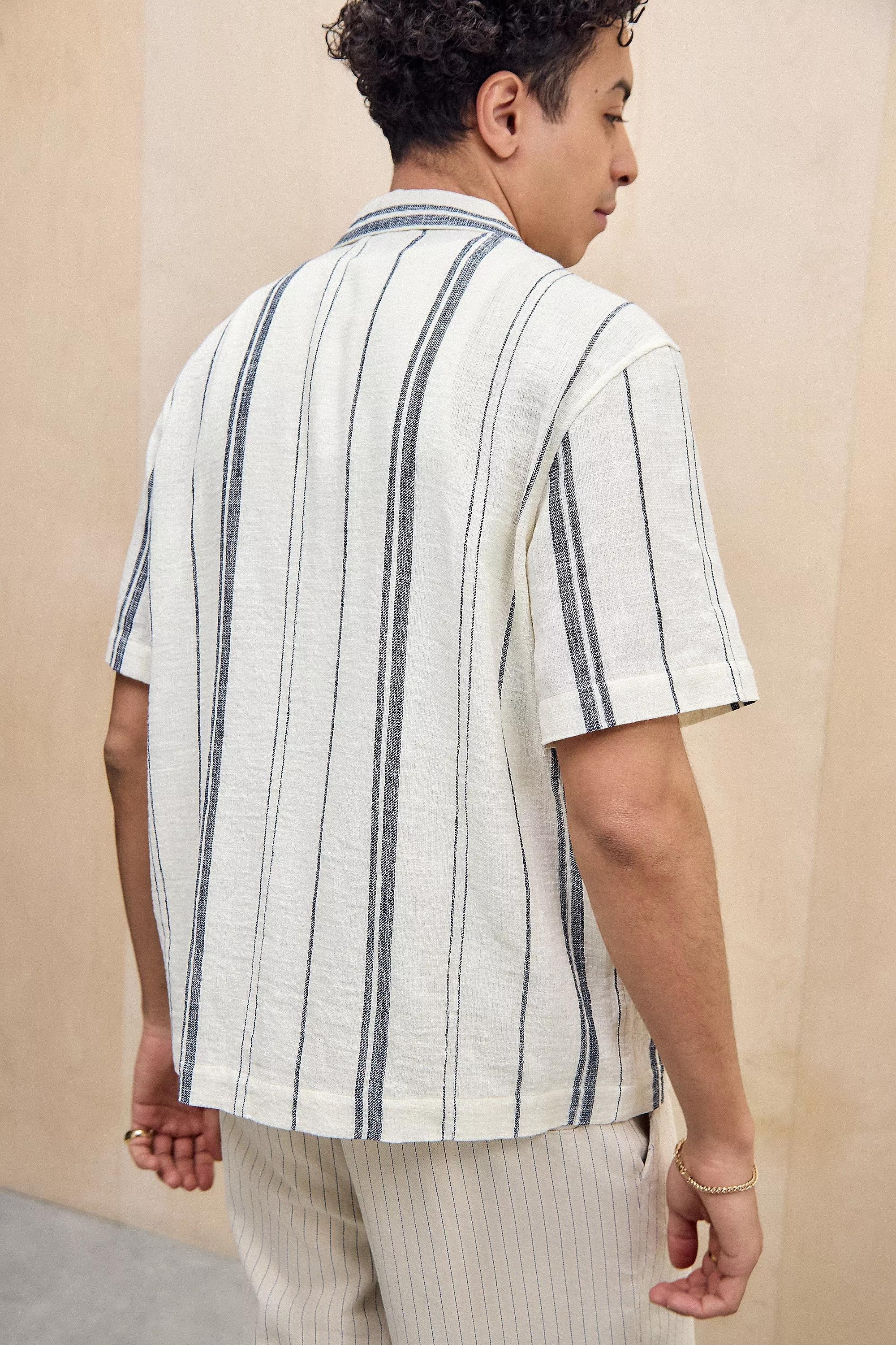 Beige Bdg White & Navy Nico Stripe Shirt, , large image number 3