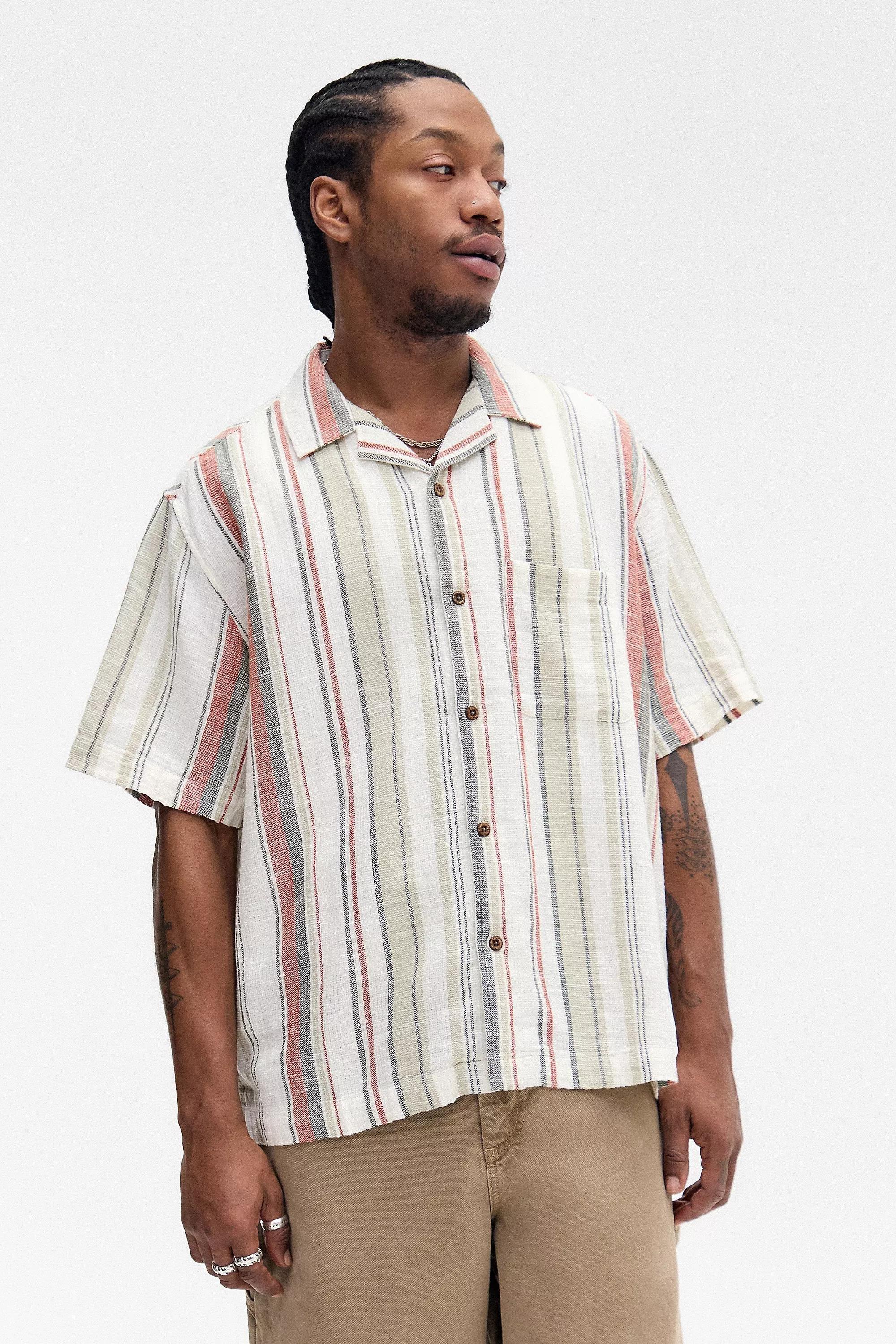 Red Pattern Bdg Nico Multi-Stripe Shirt, , large image number 0
