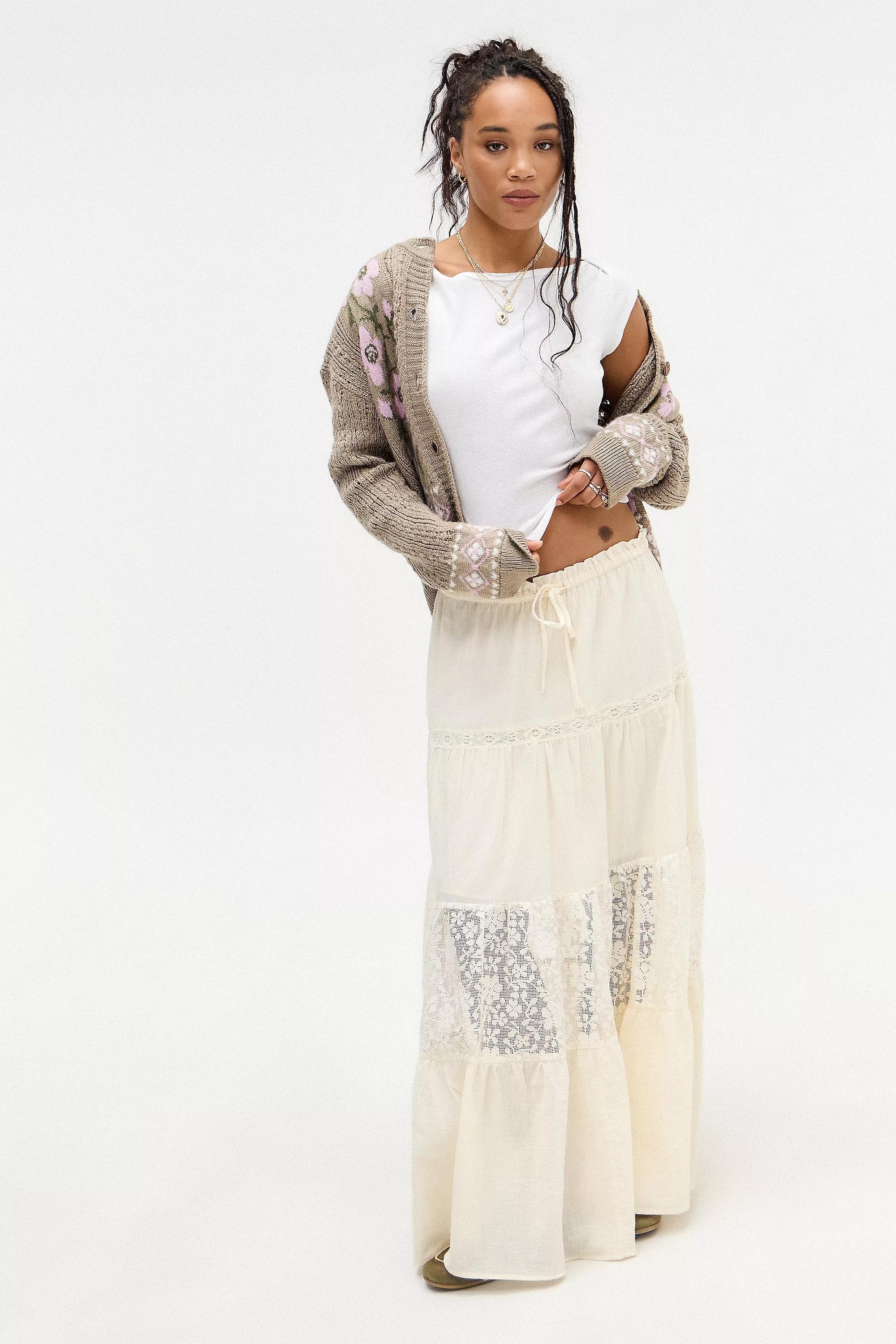 Cream Kiss The Sky Laced Skirt, , large image number 1