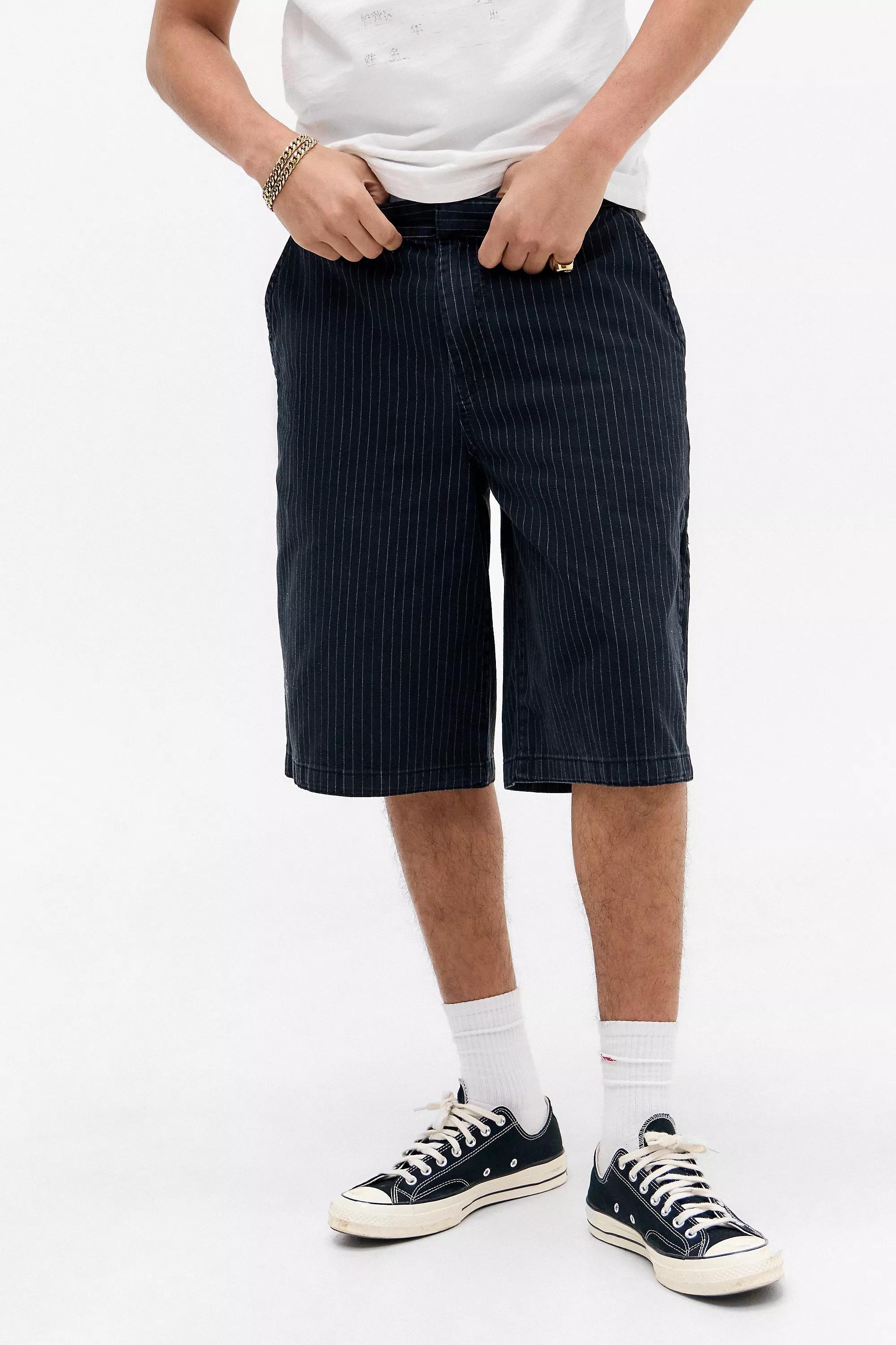 Black Bdg Pinstripe Workwear Shorts, , large image number 0