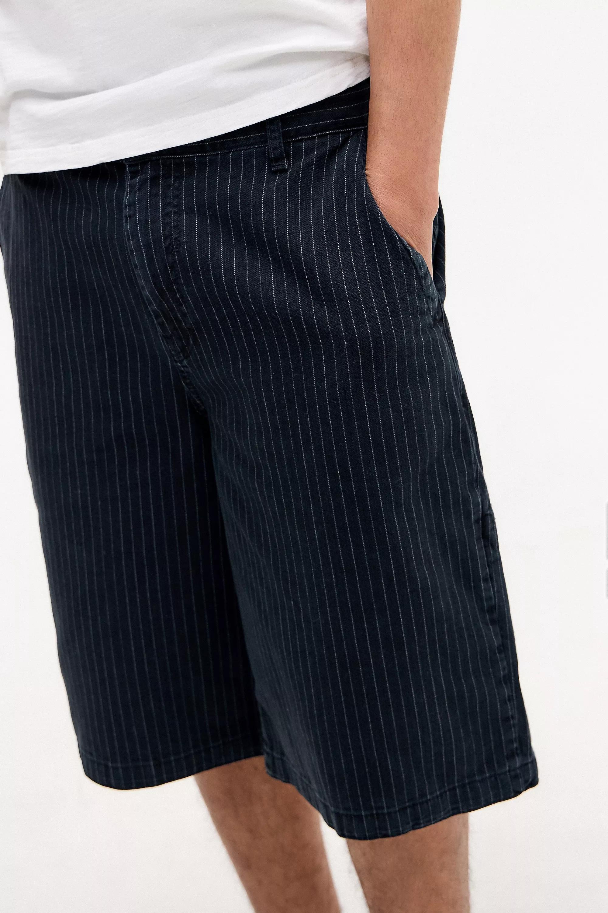 Black Bdg Pinstripe Workwear Shorts, , large image number 2